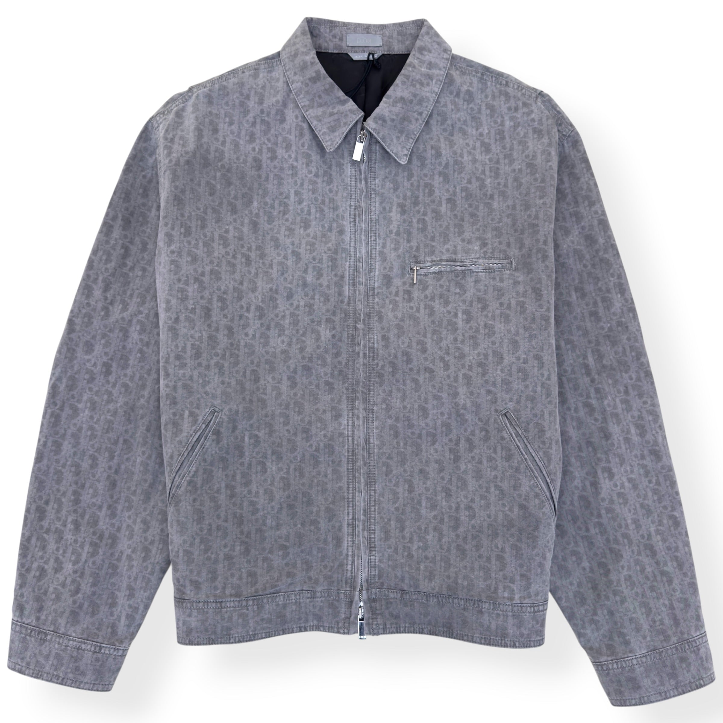 DIOR OBLIQUE ZIP-UP JACKET GREY 54 / XXL