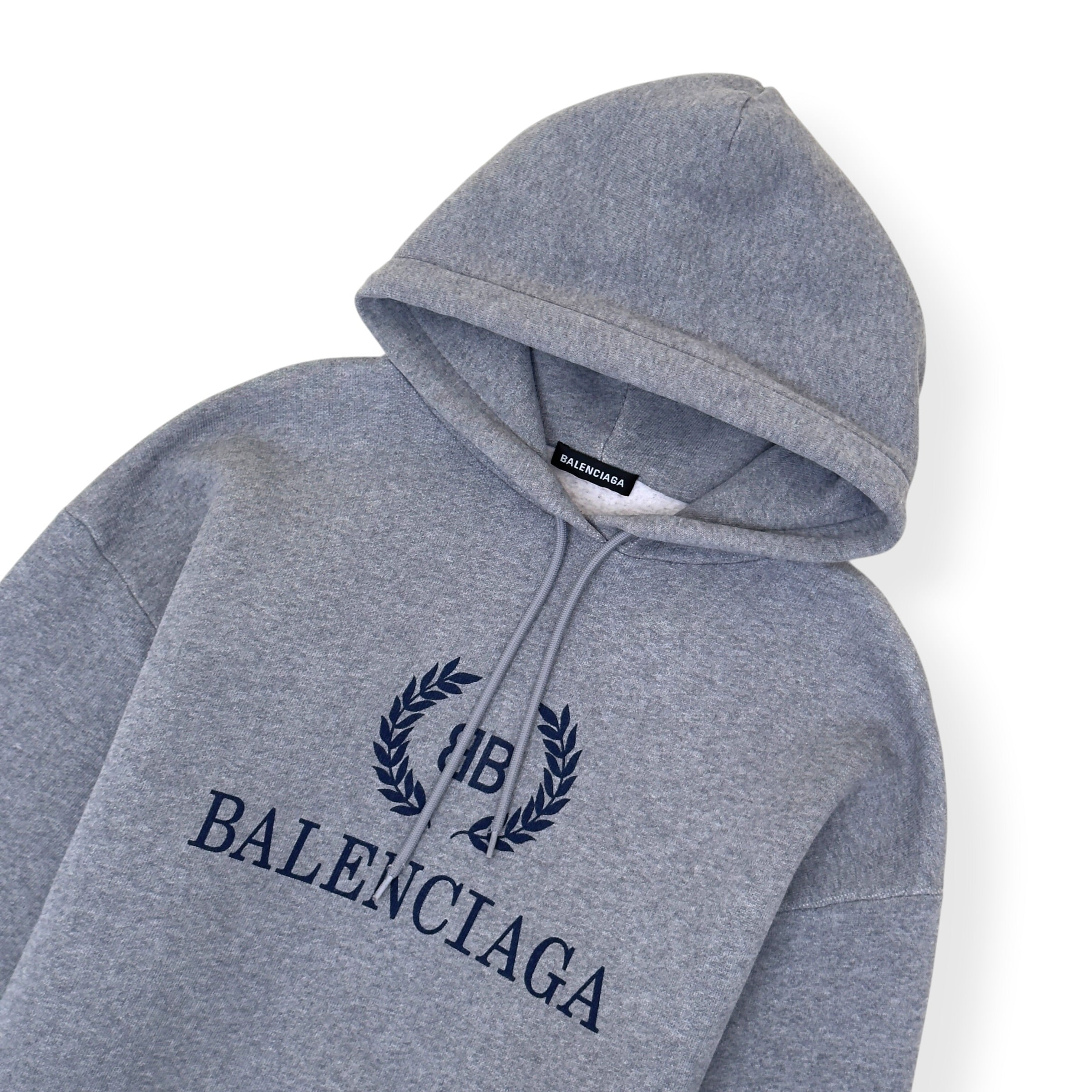BALENCIAGA BB CREST LOGO HOODIE GREY L