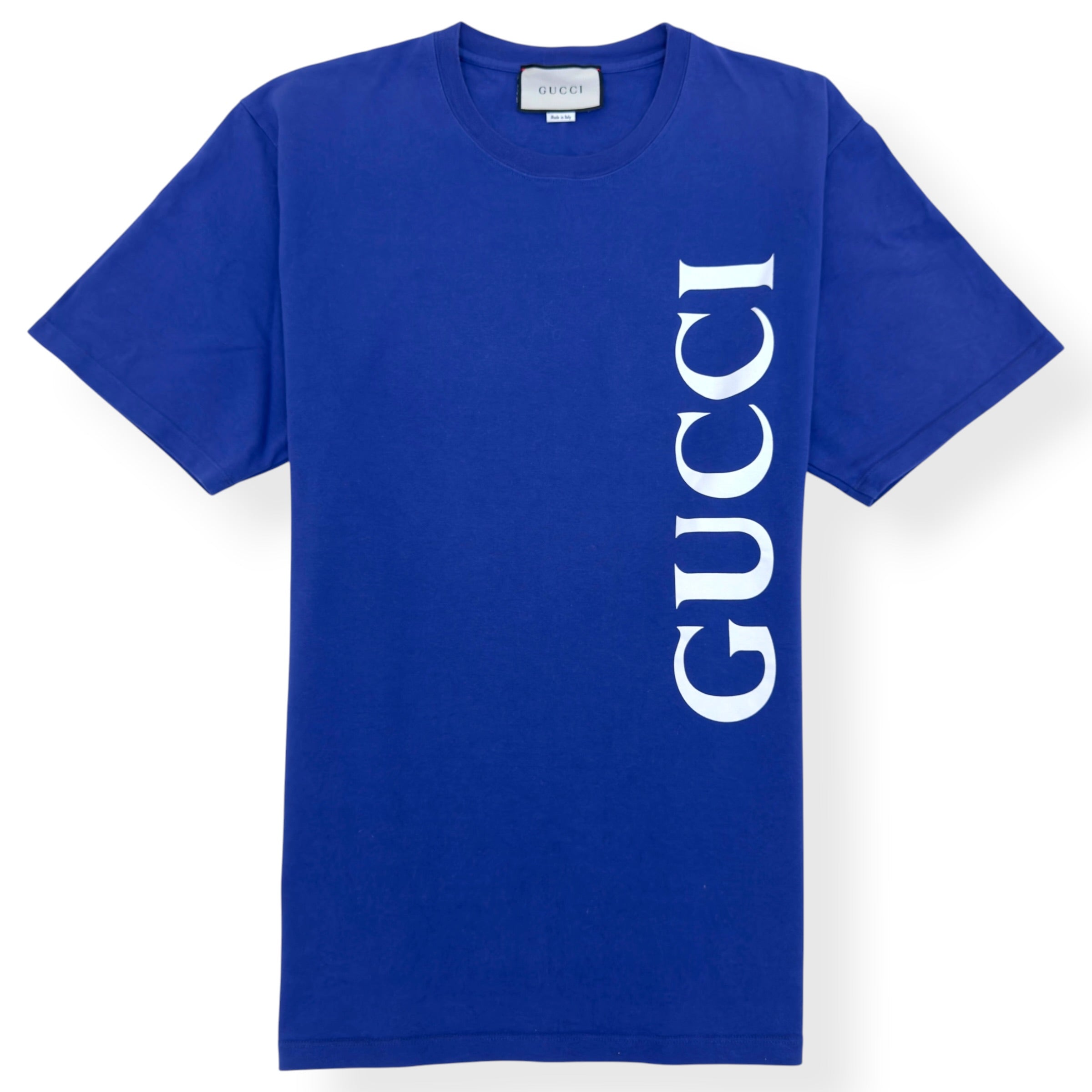 GUCCI SPELLOUT LOGO T-SHIRT BLUE XL