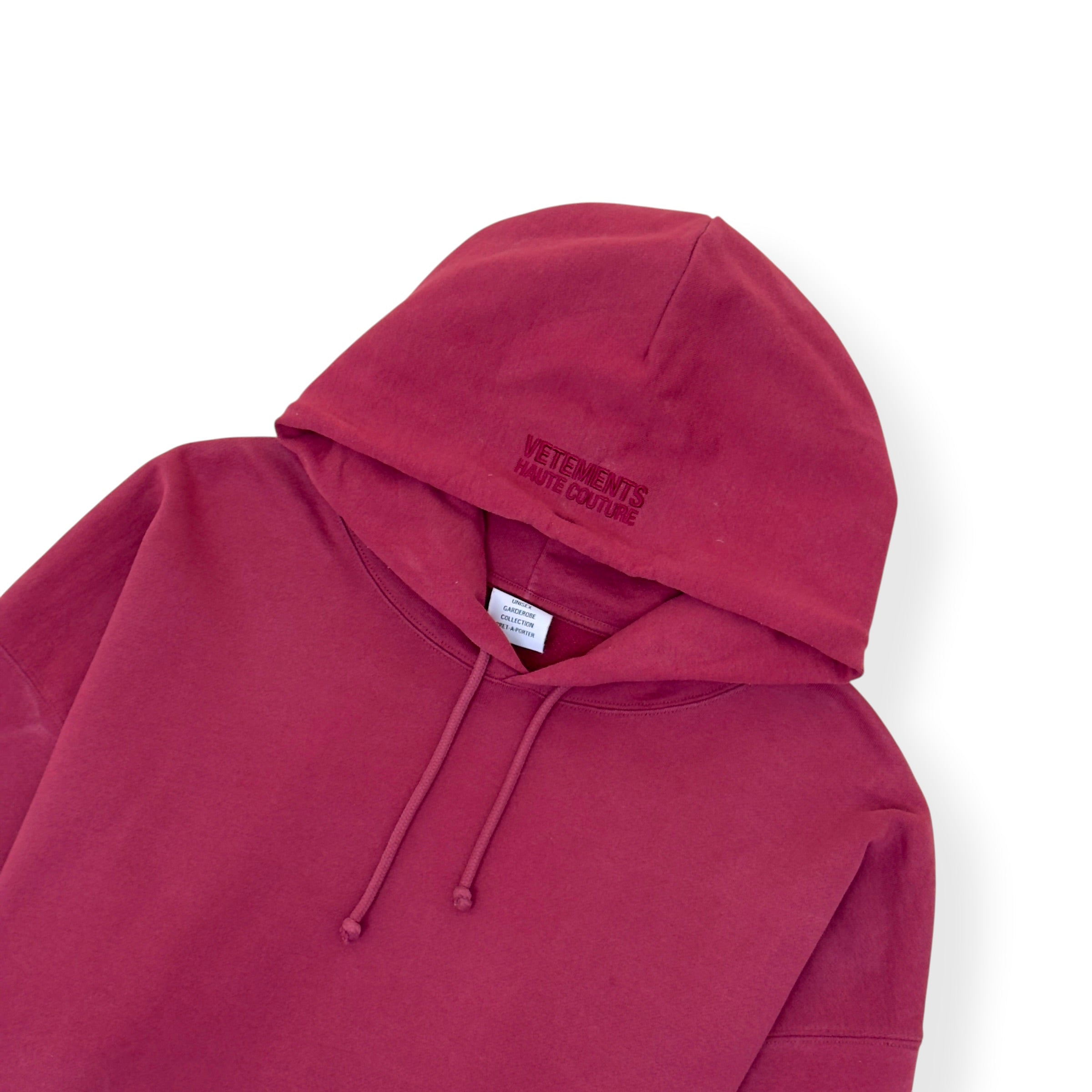 VETEMENTS OVERSIZED LOGO PRINT HOODIE BURGUNDY M