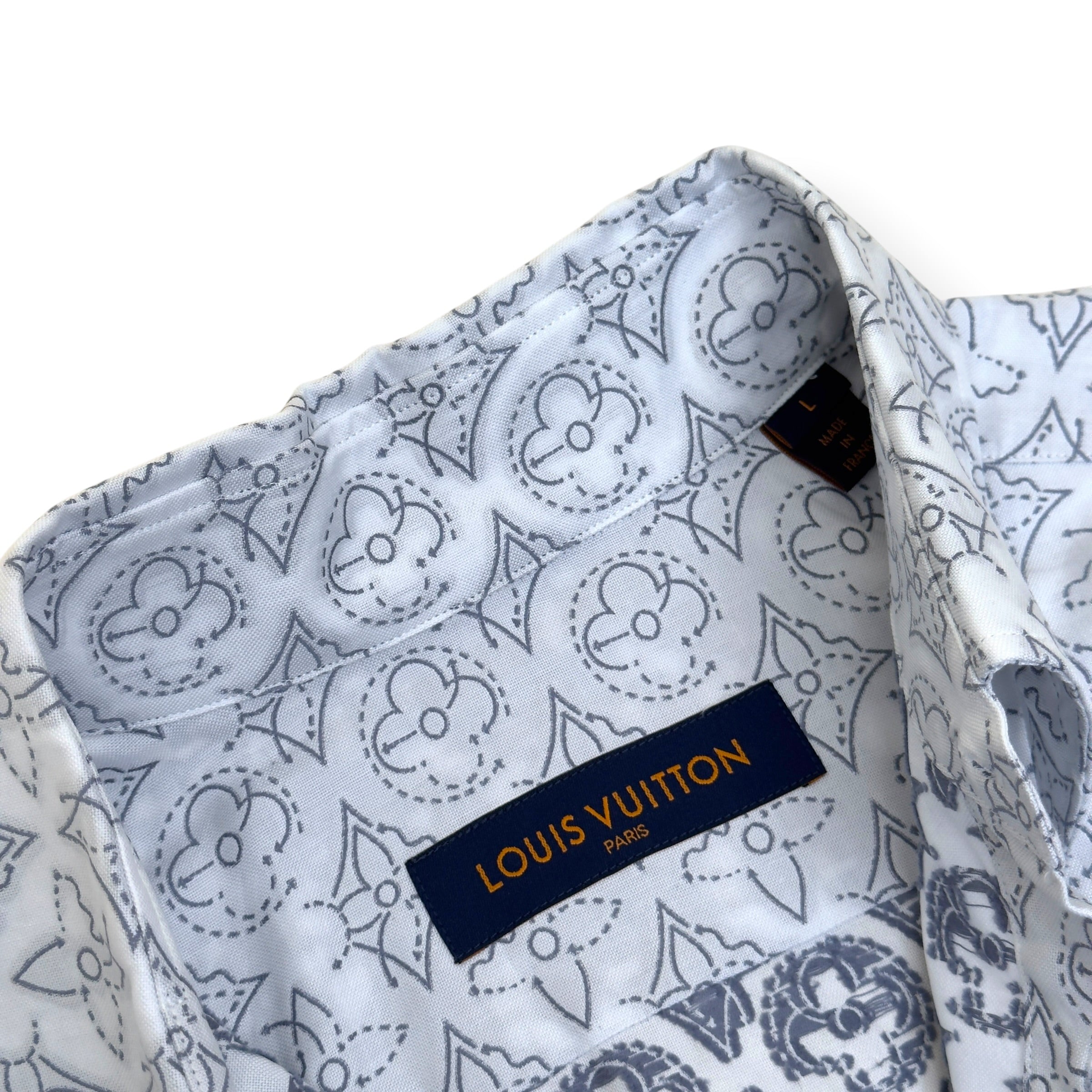 LOUIS VUITTON MONOGRAM SHIRT WHITE / GREY L