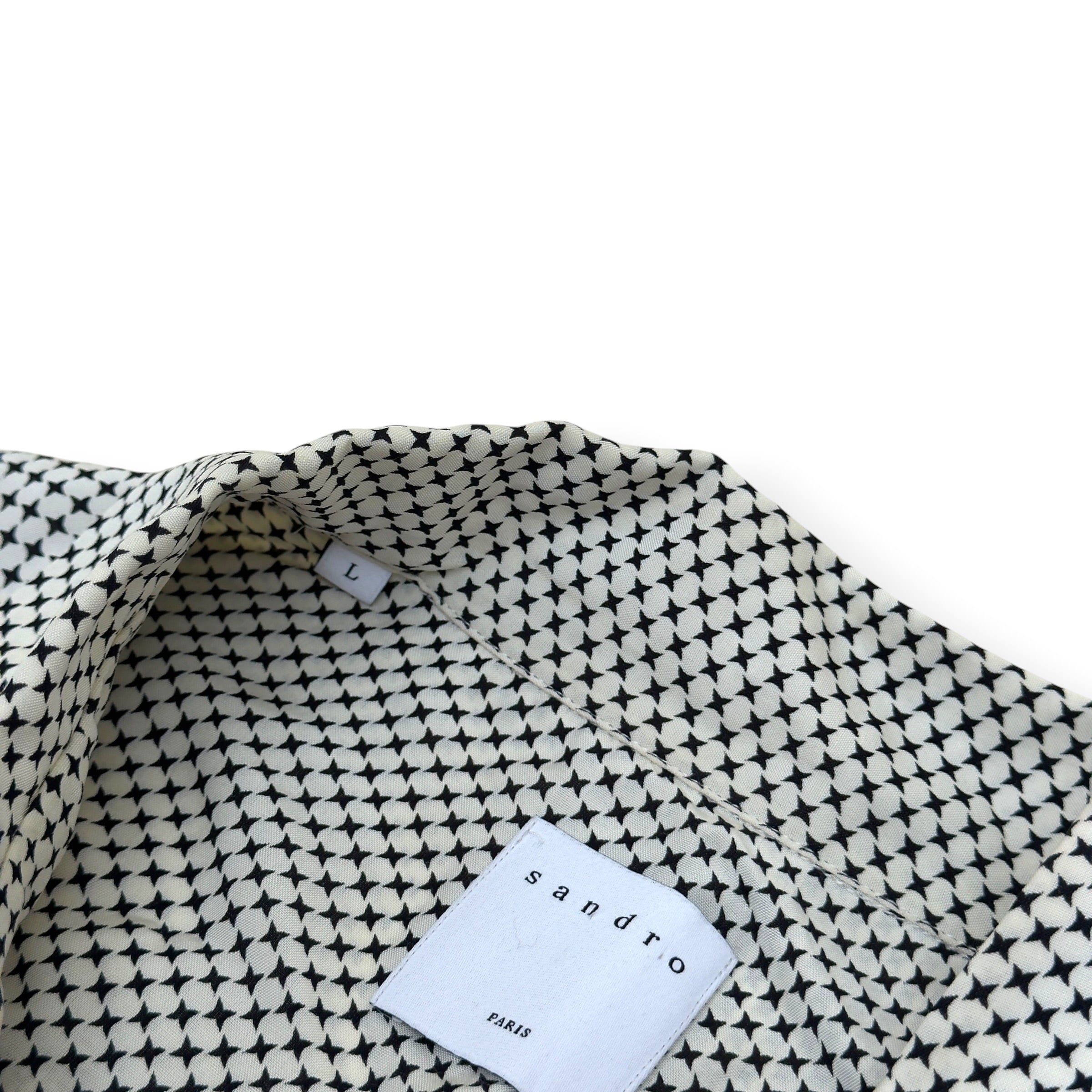 SANDRO LONG-SLEEVE SHIRT BEIGE / BLACK L