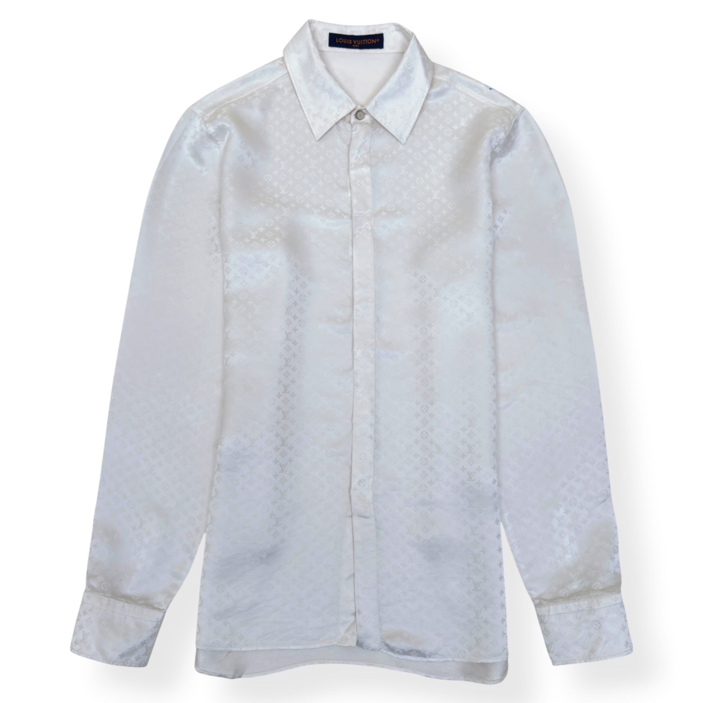 LOUIS VUITTON MINI MONOGRAM SILK EVENING SHIRT BLANC XL
