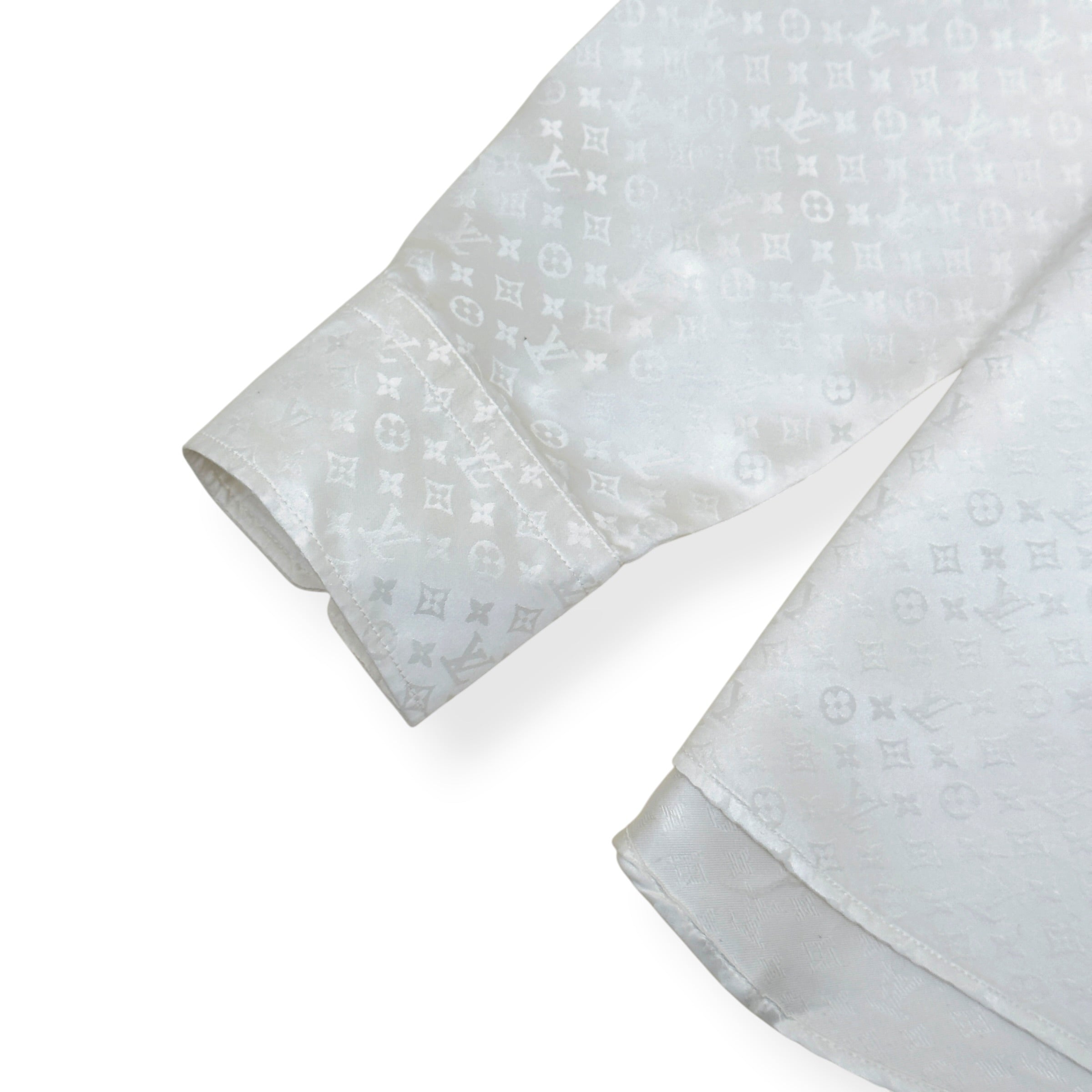 LOUIS VUITTON MINI MONOGRAM SILK EVENING SHIRT BLANC XL
