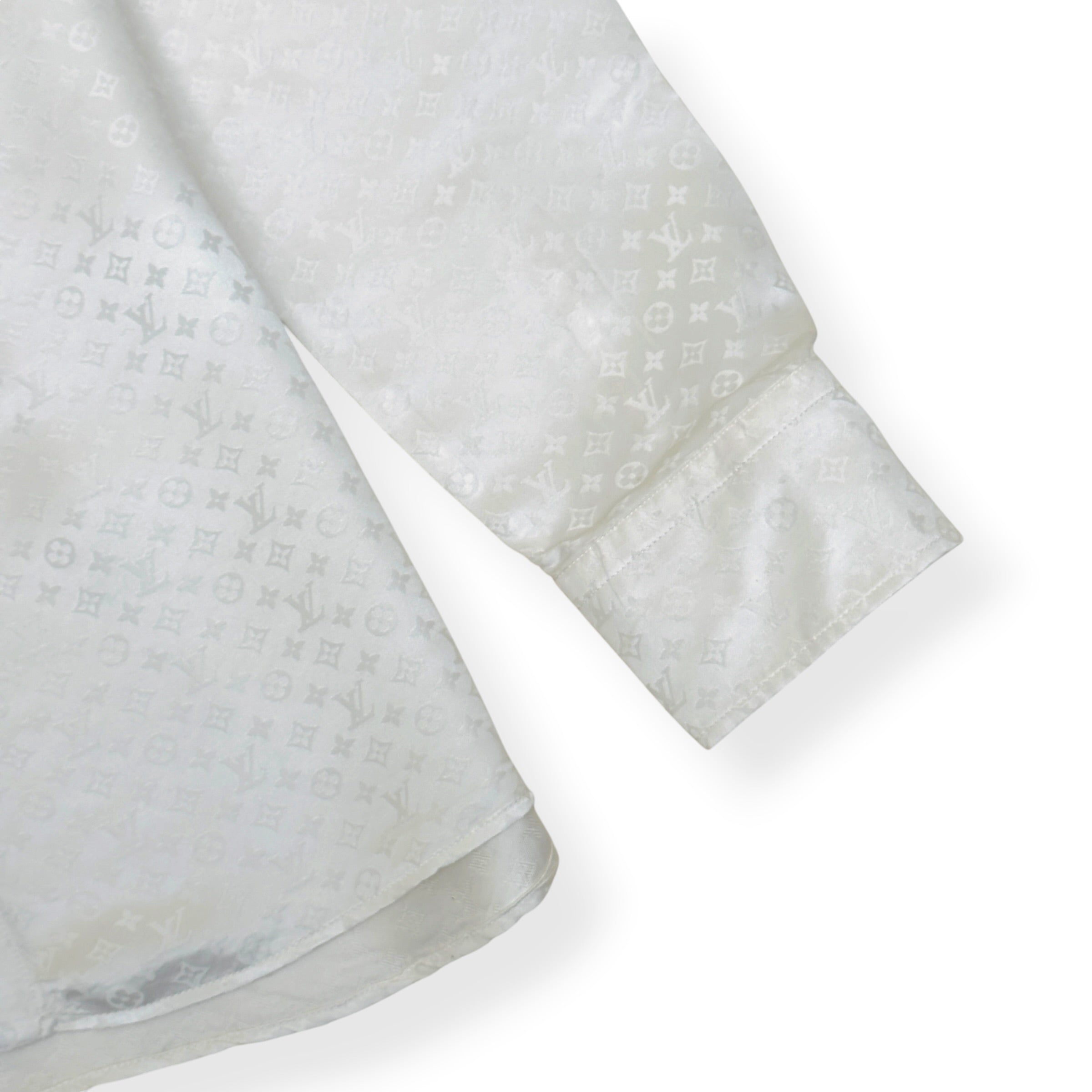 LOUIS VUITTON MINI MONOGRAM SILK EVENING SHIRT BLANC XL