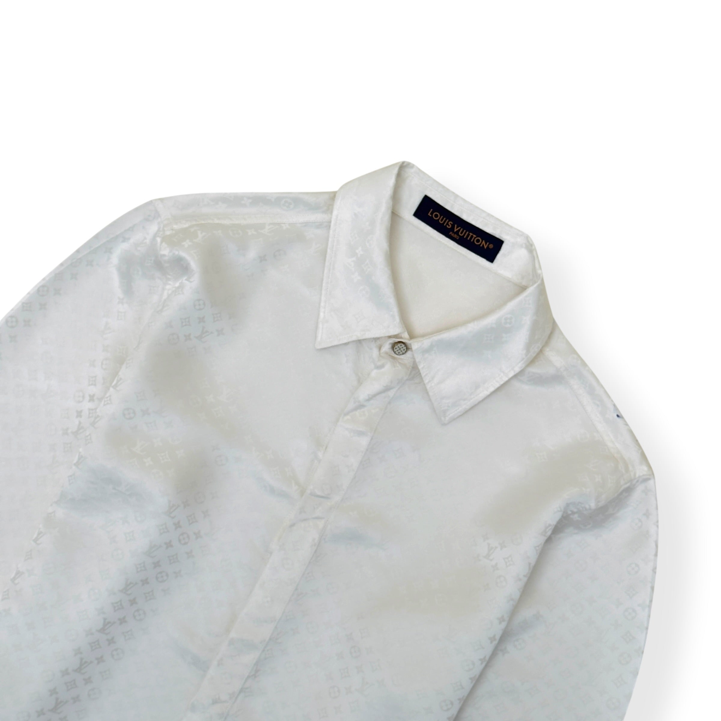 LOUIS VUITTON MINI MONOGRAM SILK EVENING SHIRT BLANC XL