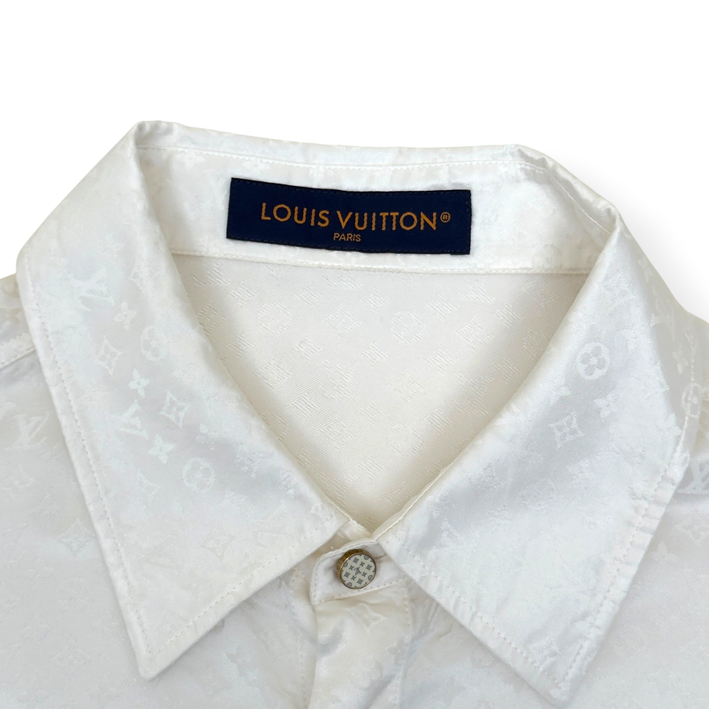 LOUIS VUITTON MINI MONOGRAM SILK EVENING SHIRT BLANC XL