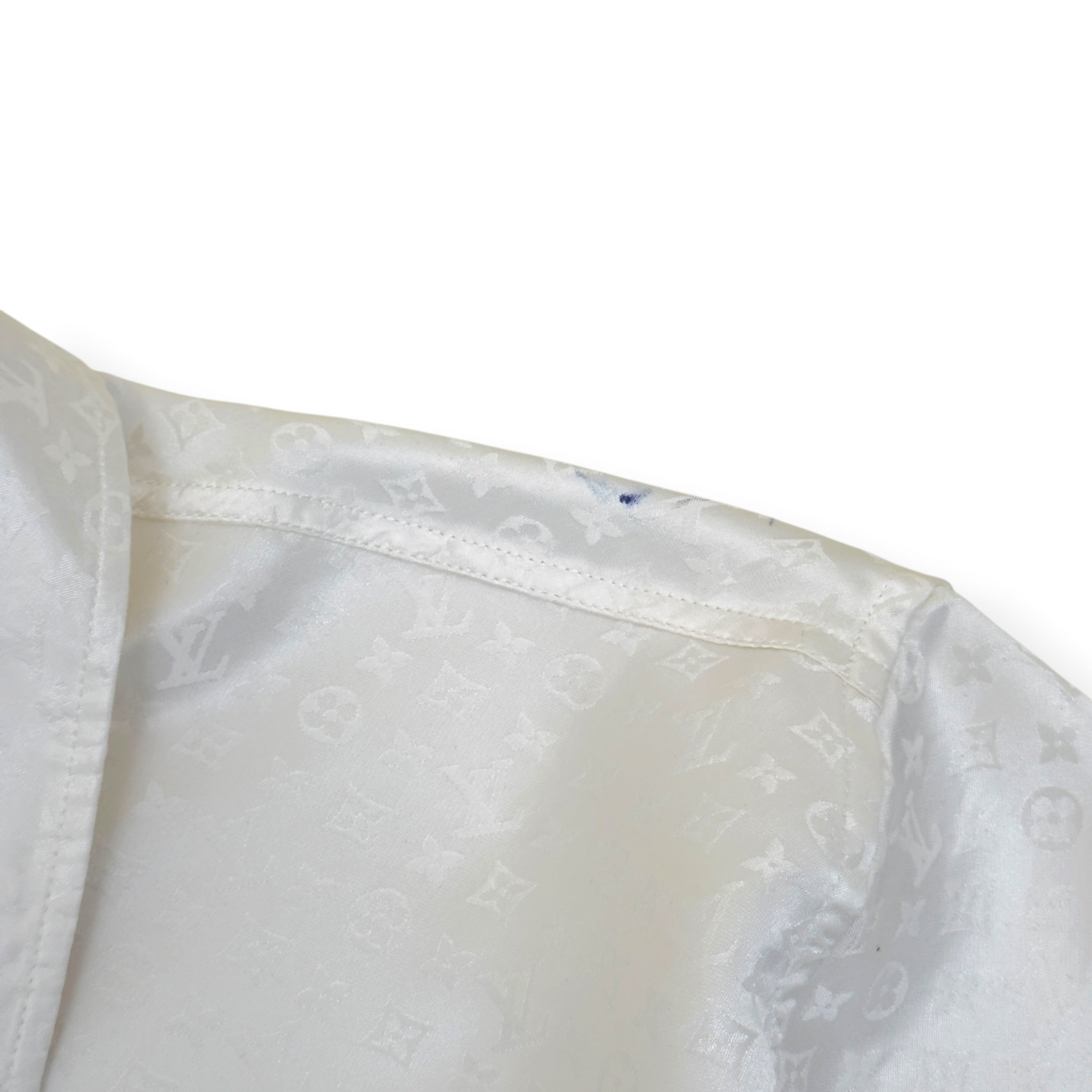 LOUIS VUITTON MINI MONOGRAM SILK EVENING SHIRT BLANC XL