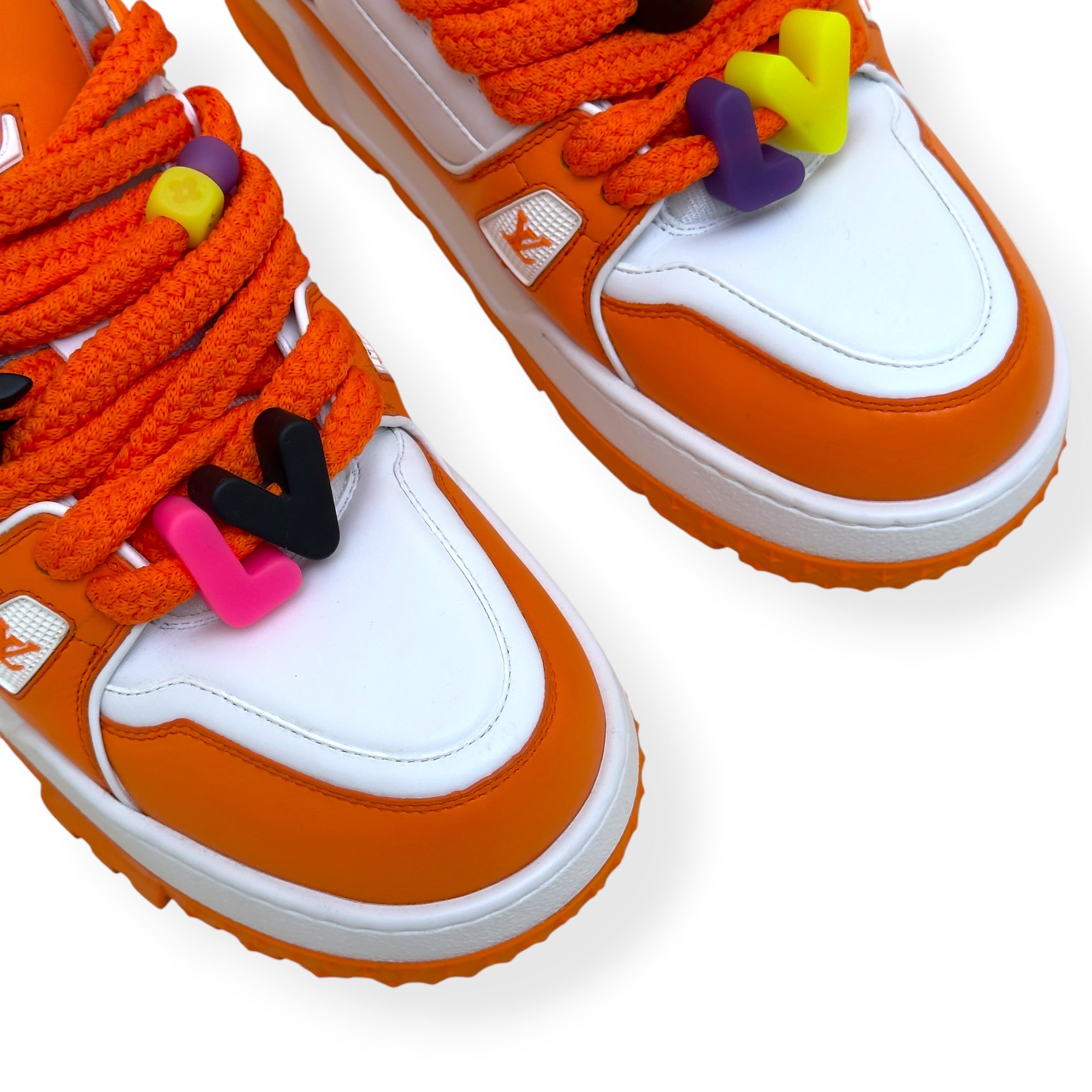 LOUIS VUITTON MAXI LV TRAINER SNEAKER ORANGE / WHITE UK9