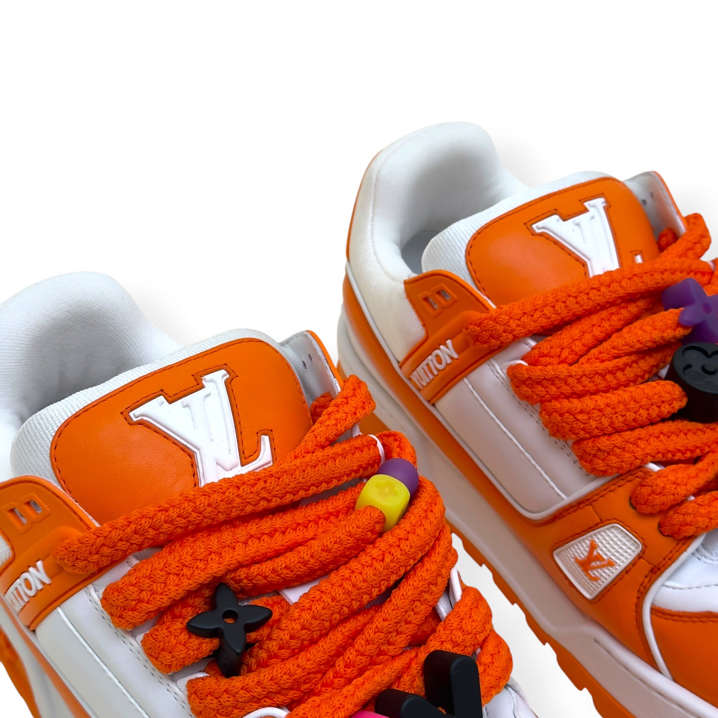 LOUIS VUITTON MAXI LV TRAINER SNEAKER ORANGE / WHITE UK9