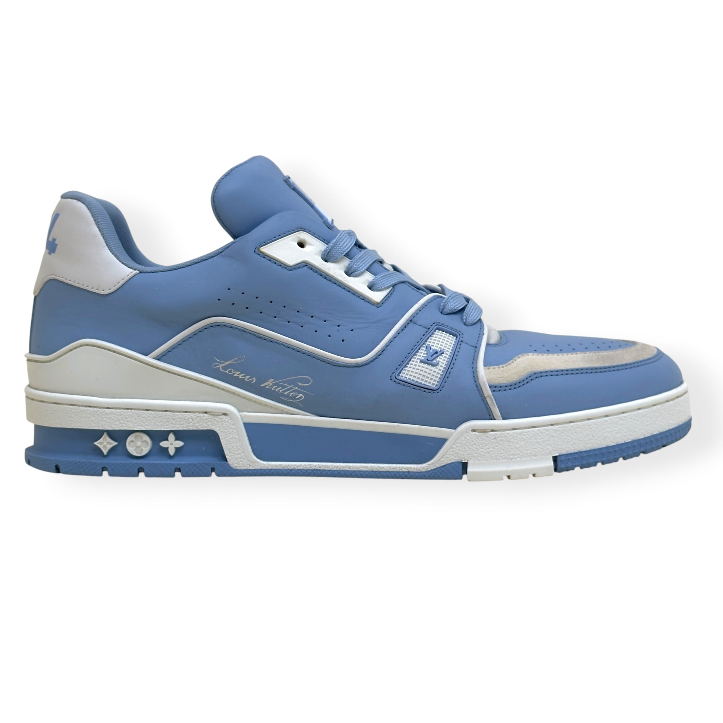 LOUIS VUITTON LV TRAINER SNEAKER BABY BLUE / WHITE UK10