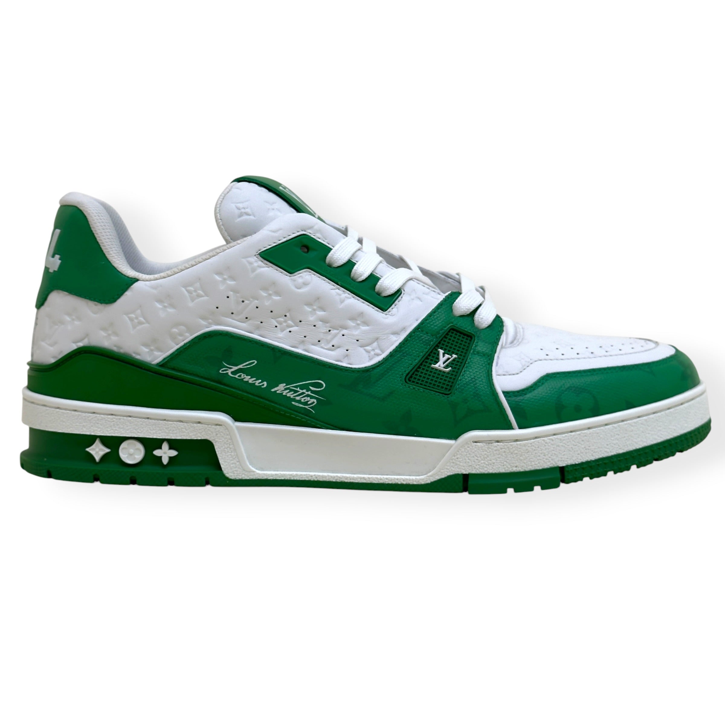 LOUIS VUITTON LV TRAINER SNEAKER GREEN / WHITE UK10