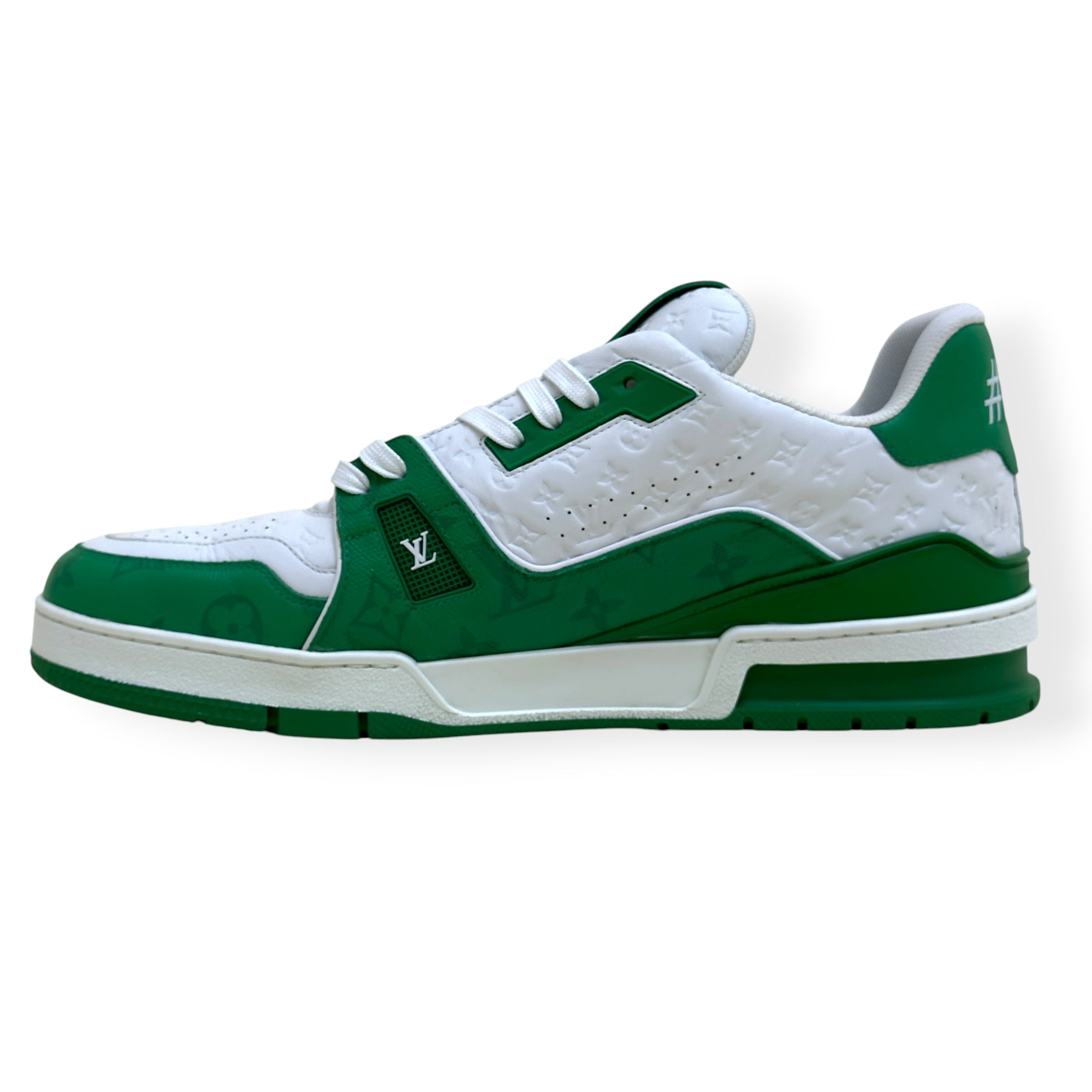 LOUIS VUITTON LV TRAINER SNEAKER GREEN / WHITE UK10