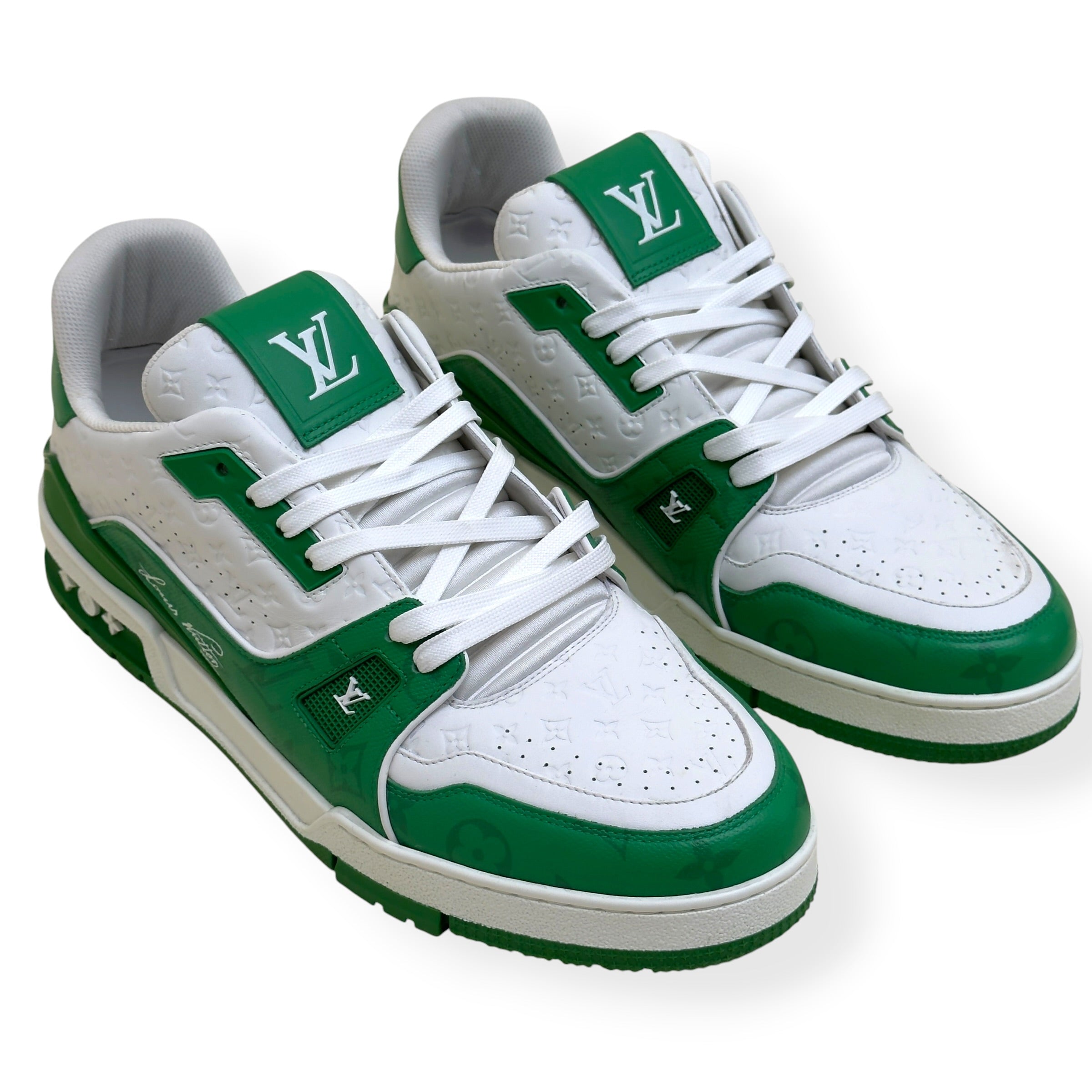 LOUIS VUITTON LV TRAINER SNEAKER GREEN / WHITE UK10