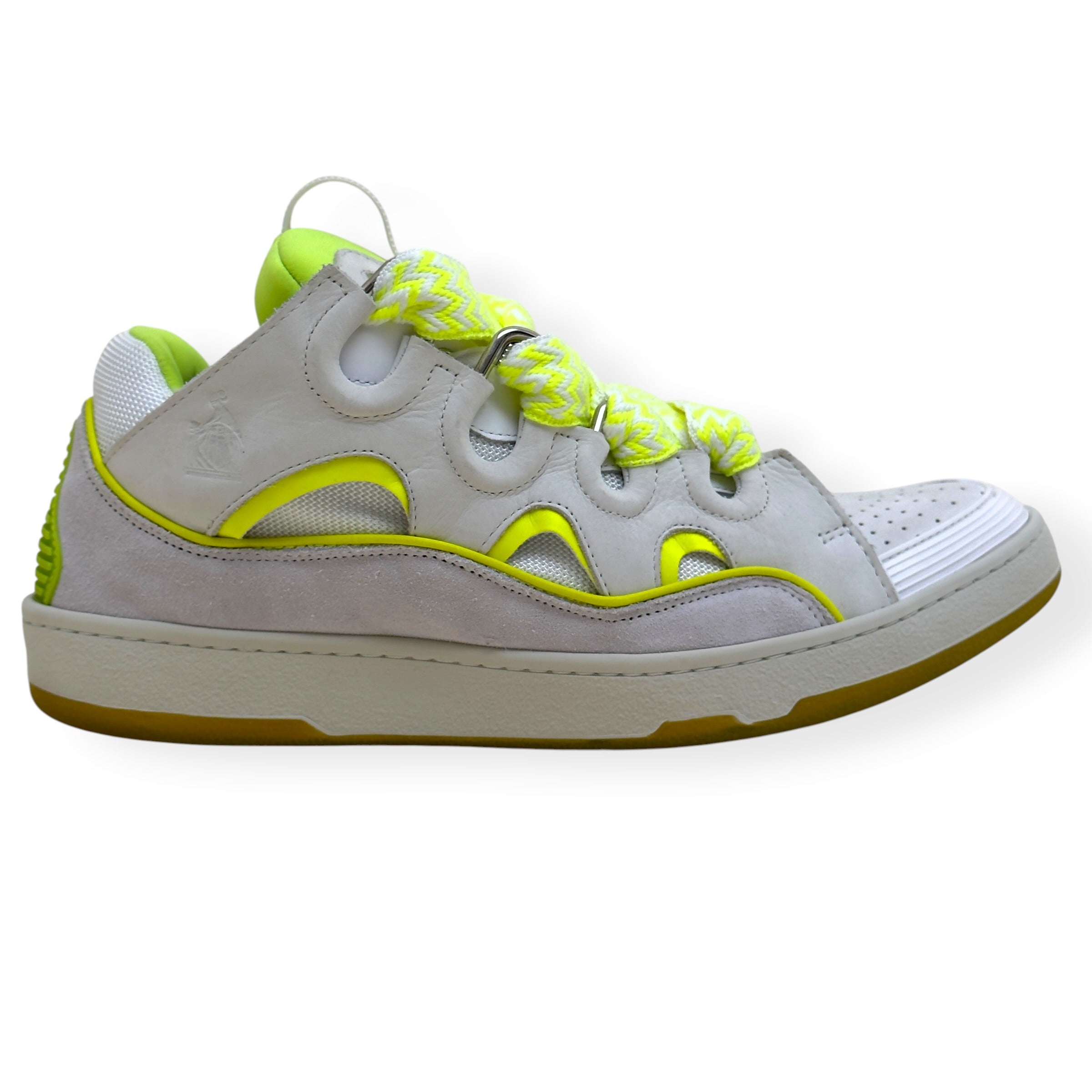 LANVIN CURB SNEAKER WHITE / NEON YELLOW 46 / UK11