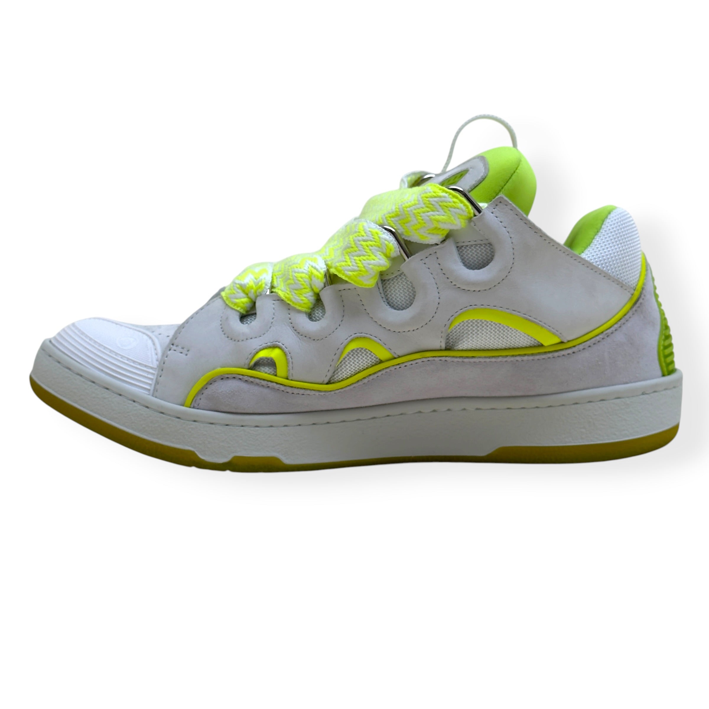 LANVIN CURB SNEAKER WHITE / NEON YELLOW 46 / UK11