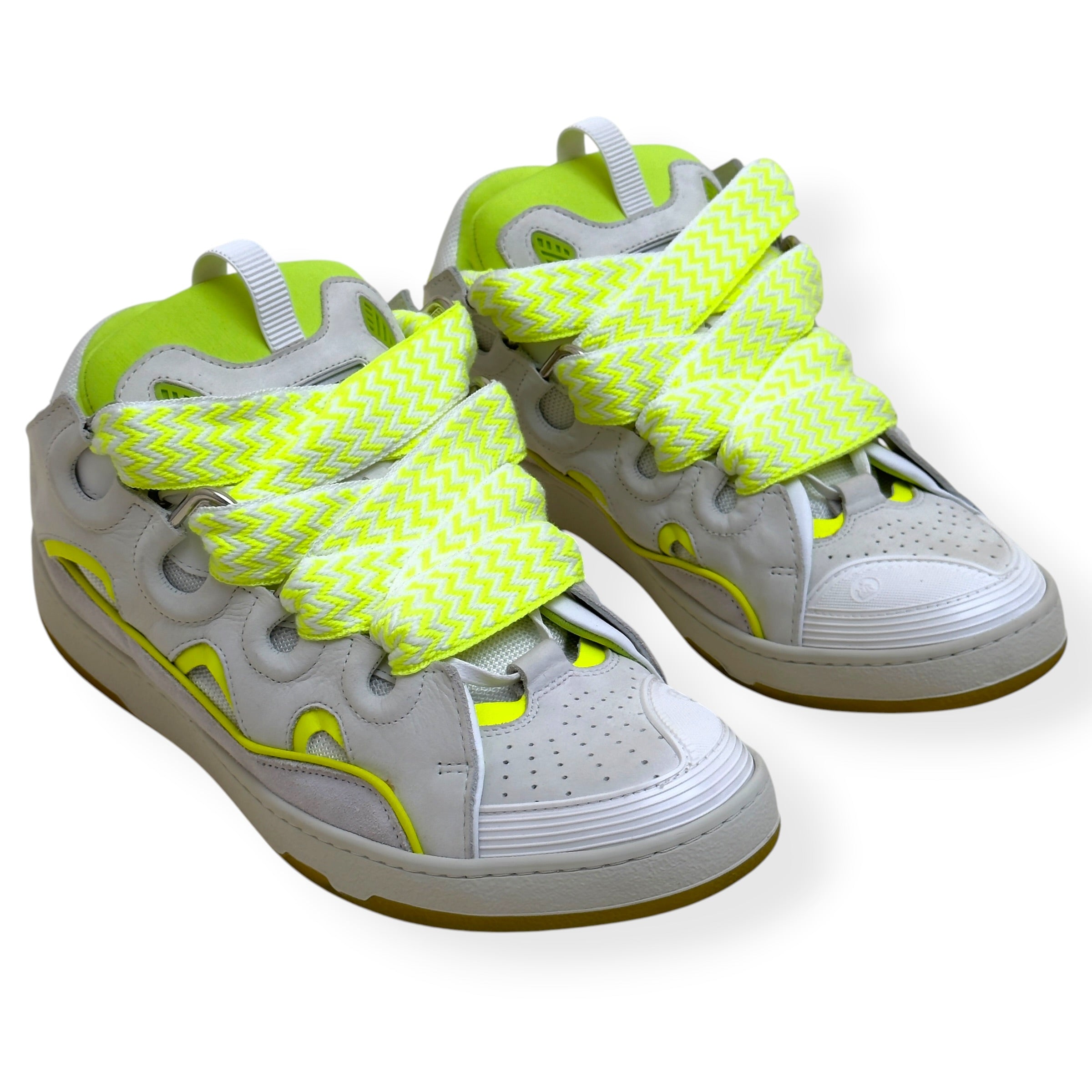 LANVIN CURB SNEAKER WHITE / NEON YELLOW 46 / UK11