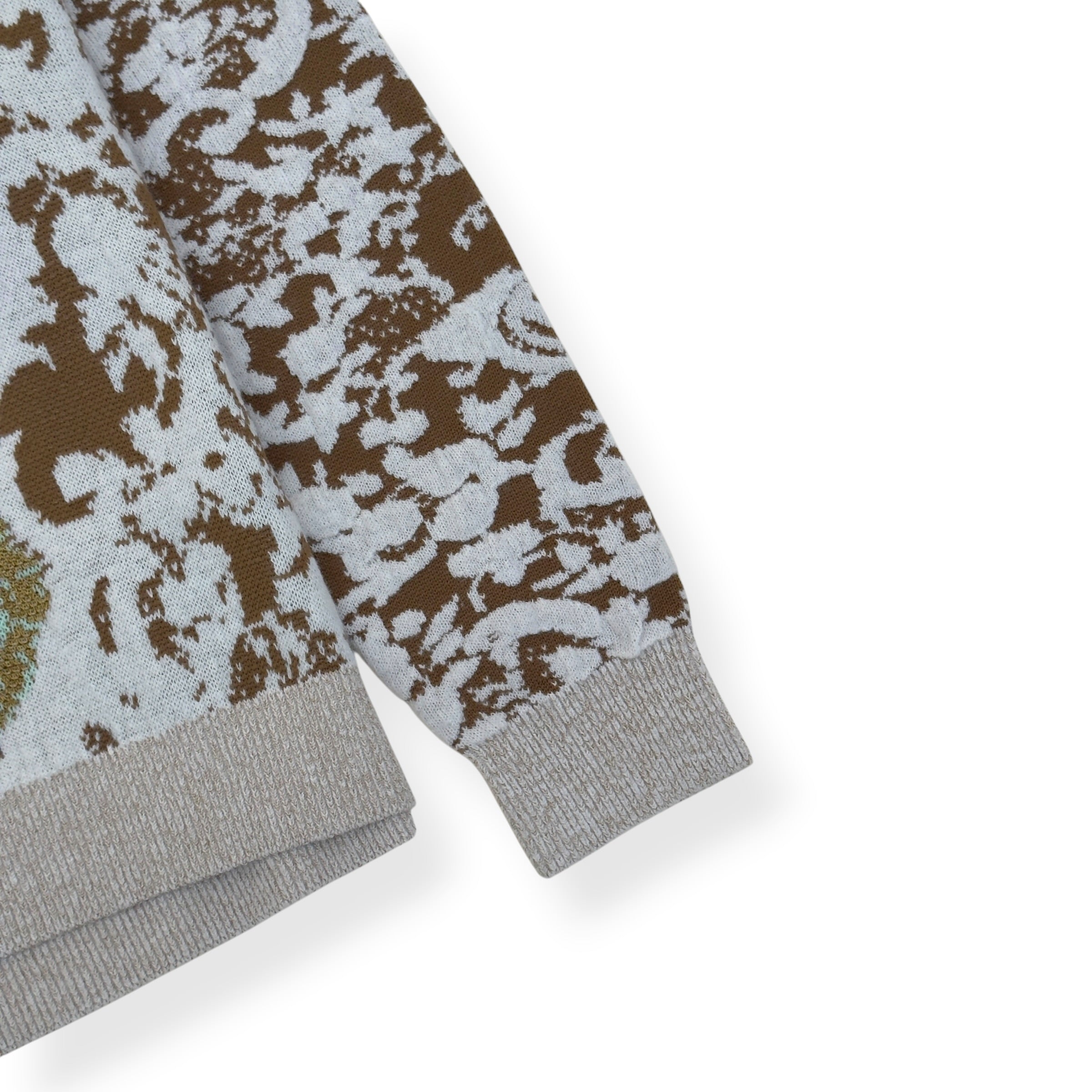 ACNE STUDIOS JACQUARD KNIT SWEATER JADE GREEN / OFF-WHITE L