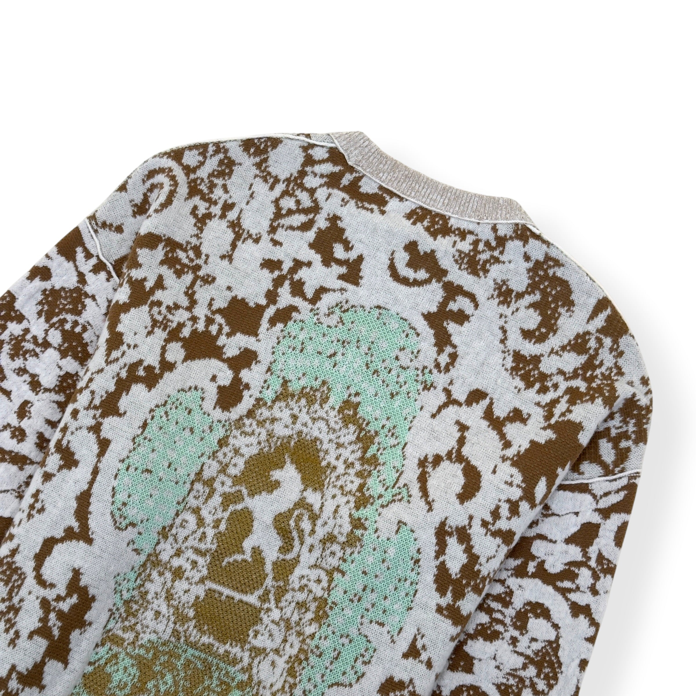 ACNE STUDIOS JACQUARD KNIT SWEATER JADE GREEN / OFF-WHITE L
