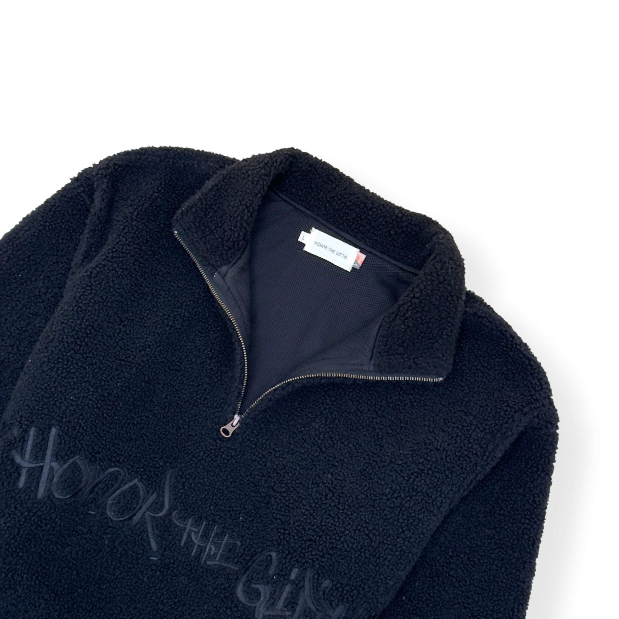 HONOR THE GIFT SCRIPT SHERPA QUATER ZIP JACKET BLACK L