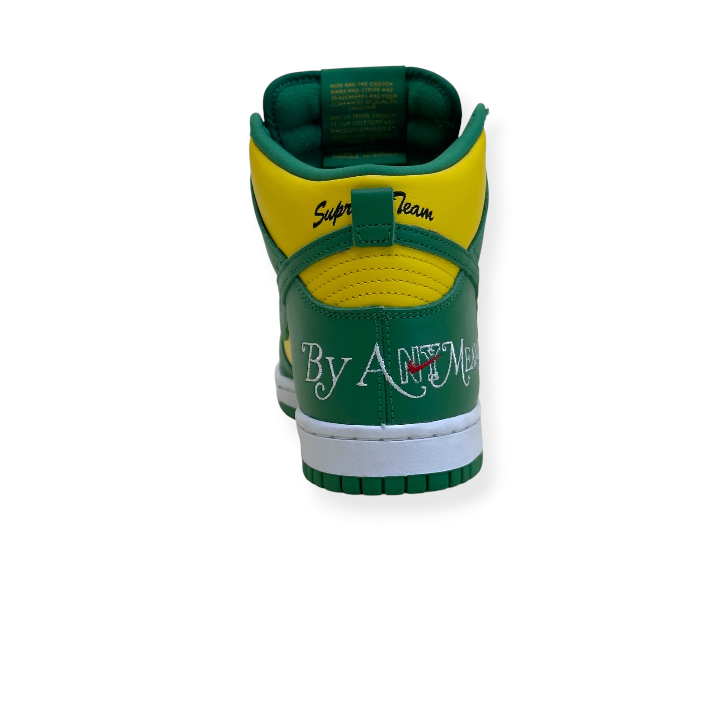 NIKE SUPREME SB DUNK HIGH BY ANY MEANS BRAZIL SNEAKER YELLOW / GREEN UK7