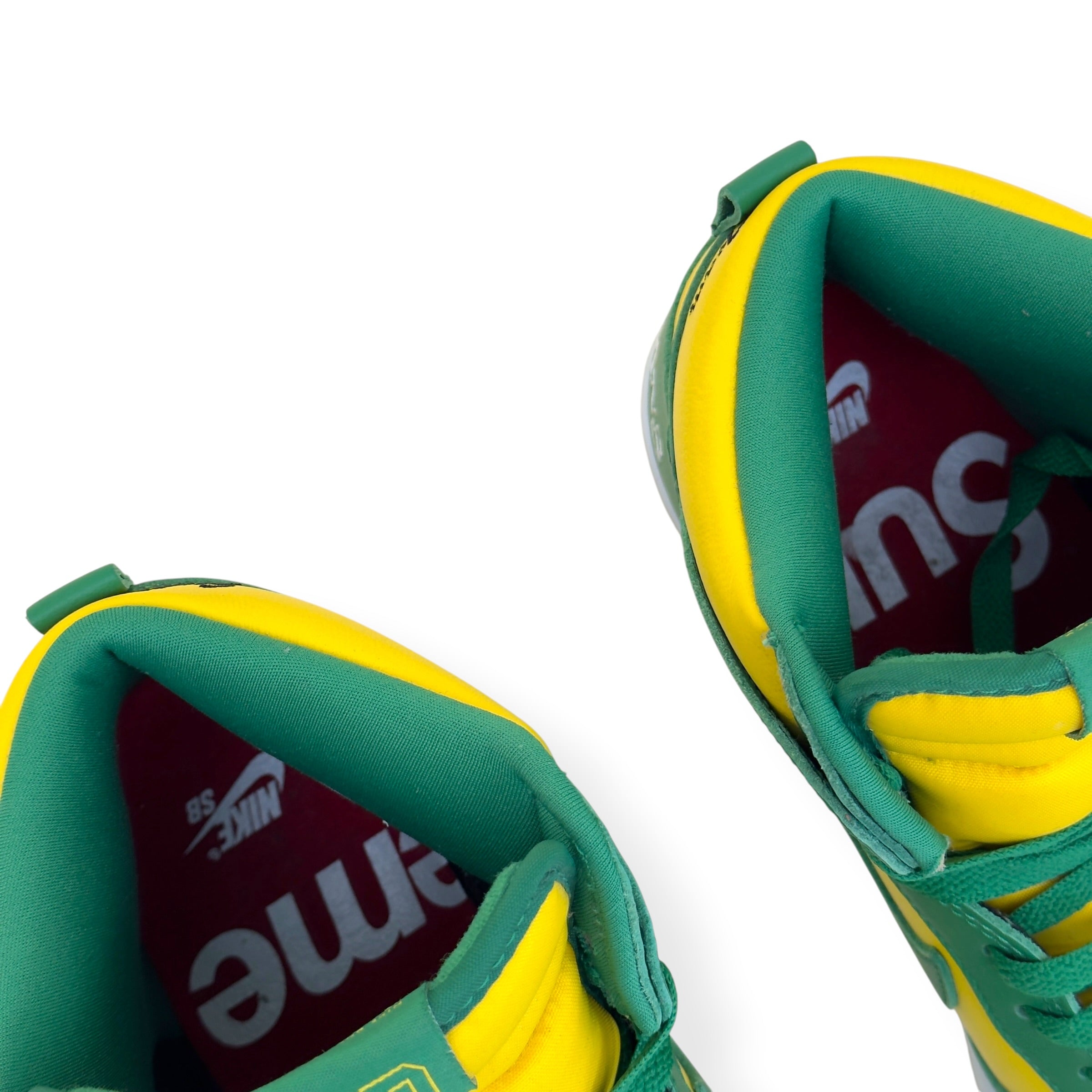 NIKE SUPREME SB DUNK HIGH BY ANY MEANS BRAZIL SNEAKER YELLOW / GREEN UK7