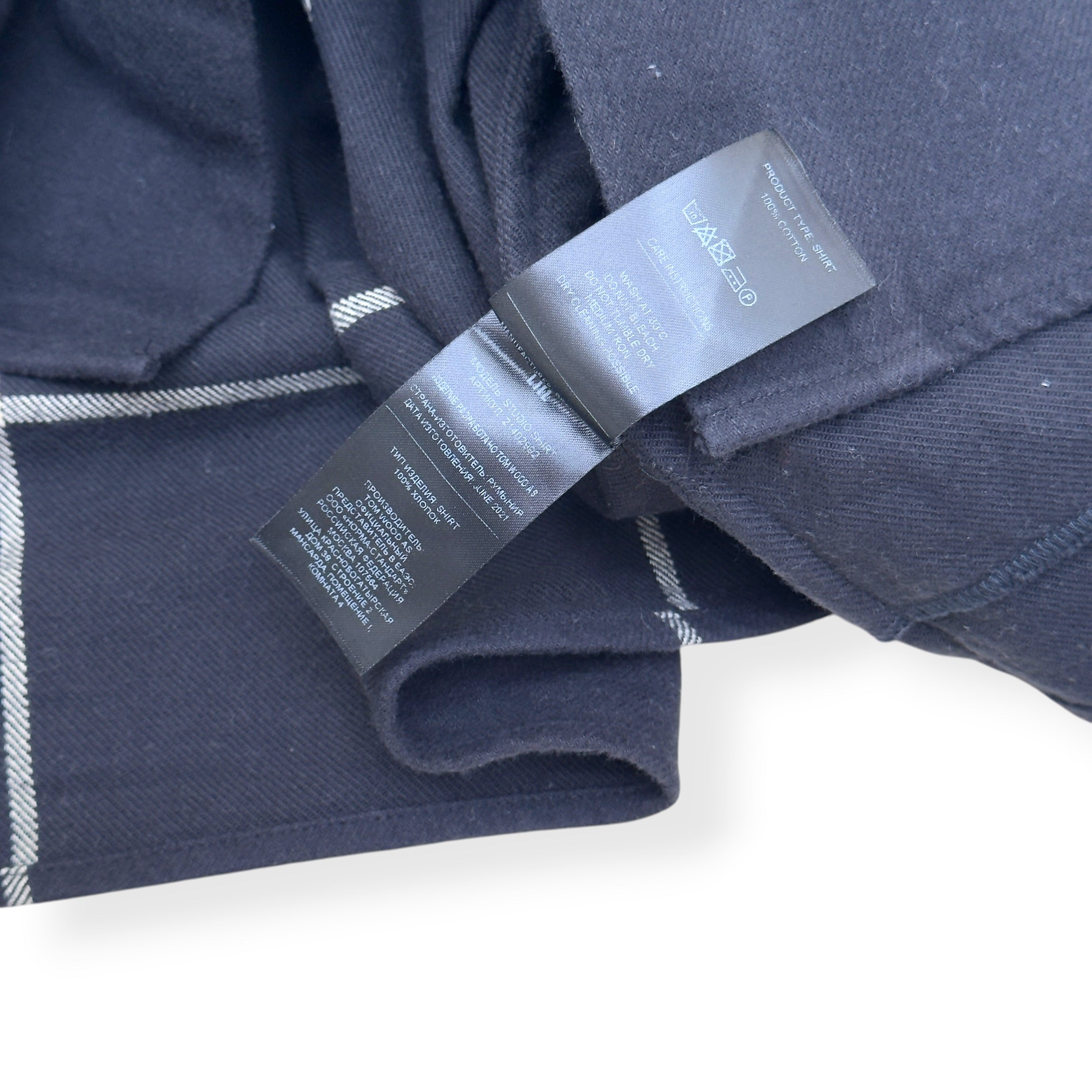 TOM WOOD STUDIO CHECK SHIRT BLACK L