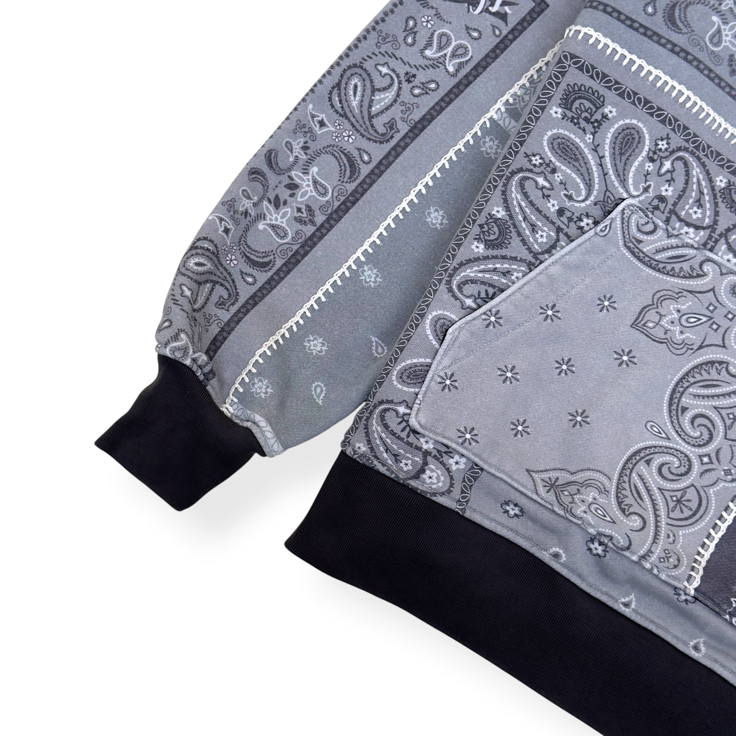 AMIRI BANDANA PATCHWORK HOODIE GREY L
