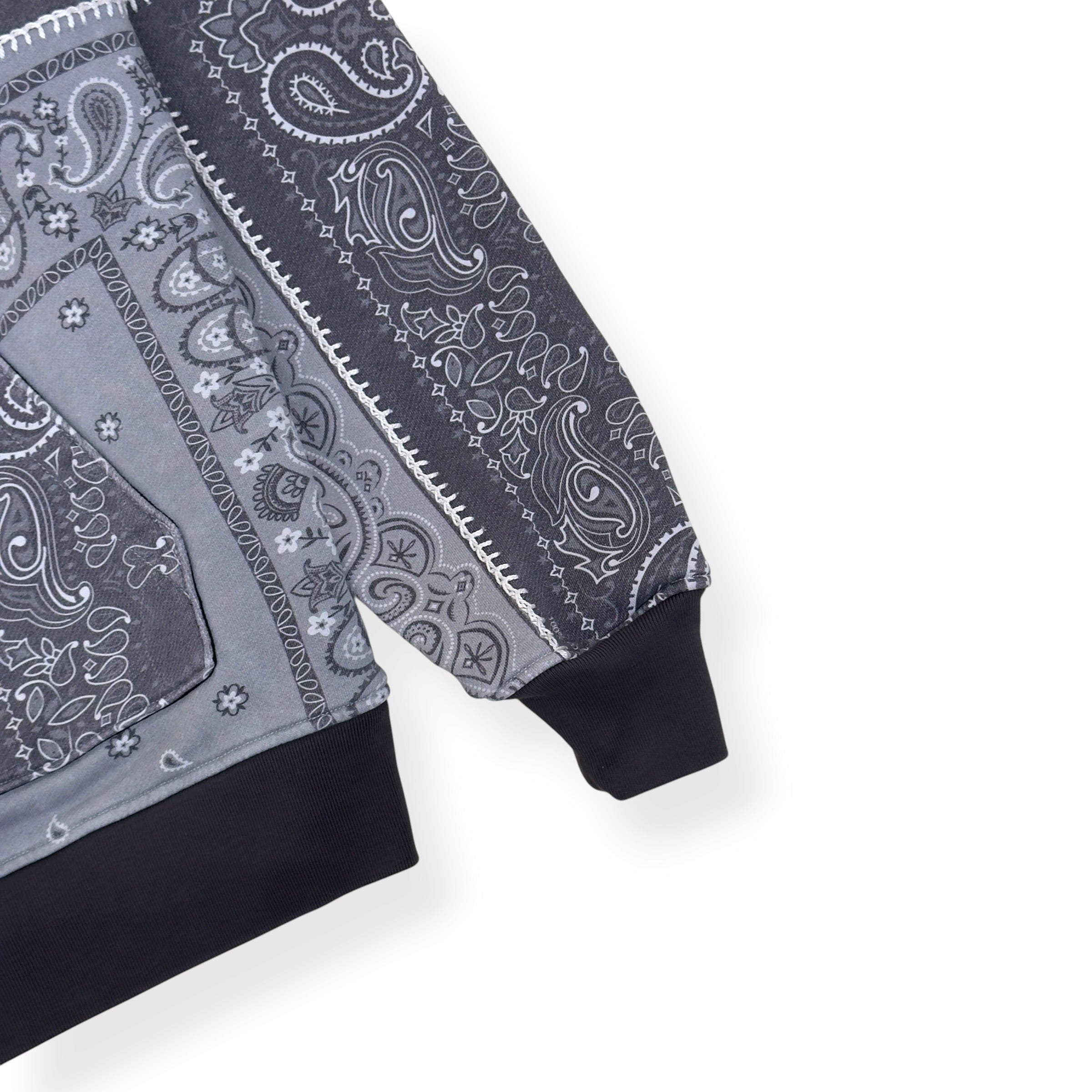 AMIRI BANDANA PATCHWORK HOODIE GREY L