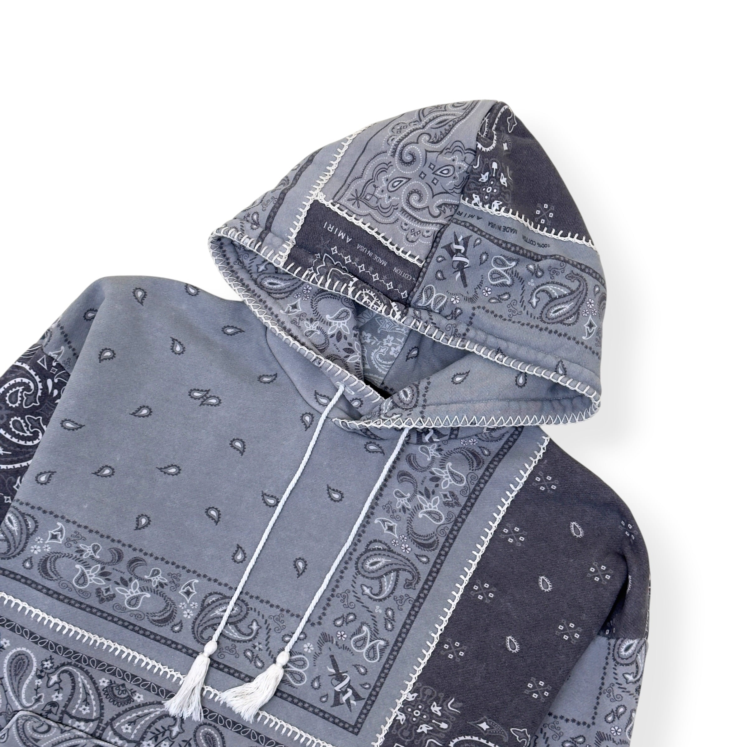 AMIRI BANDANA PATCHWORK HOODIE GREY L