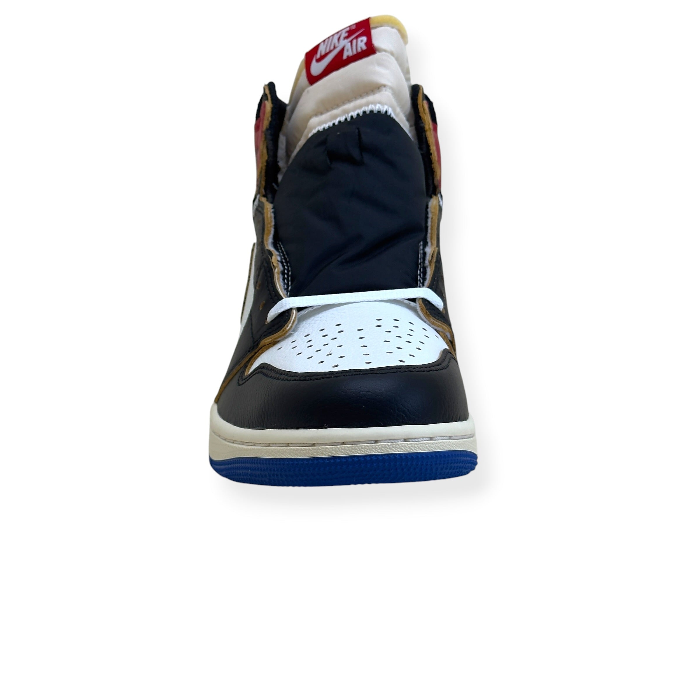 NIKE AIR JORDAN 1 X FRAGMENT X UNION LA HIGH TOP SNEAKER BLACK AND VARSITY RED UK8.5