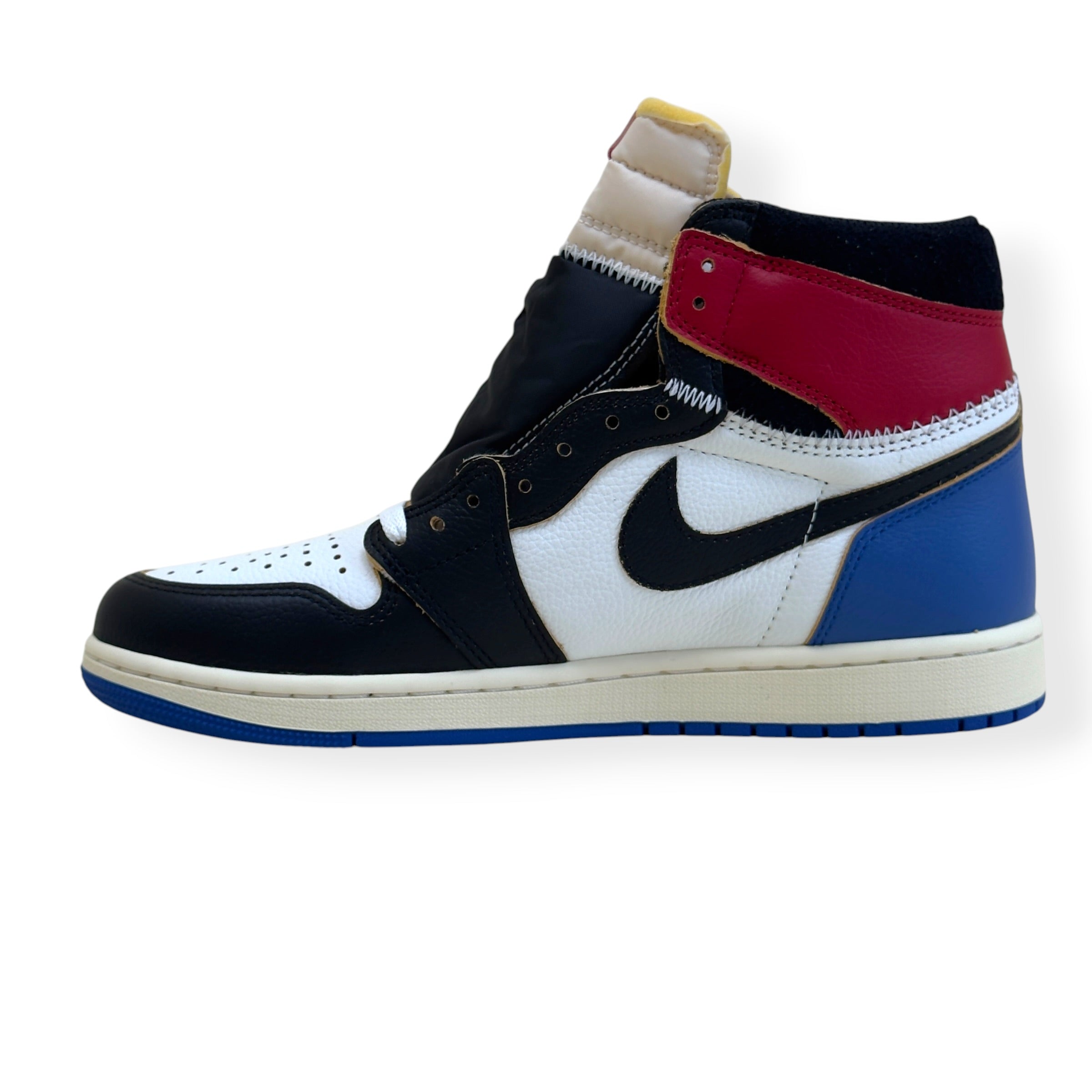 NIKE AIR JORDAN 1 X FRAGMENT X UNION LA HIGH TOP SNEAKER BLACK AND VARSITY RED UK8.5