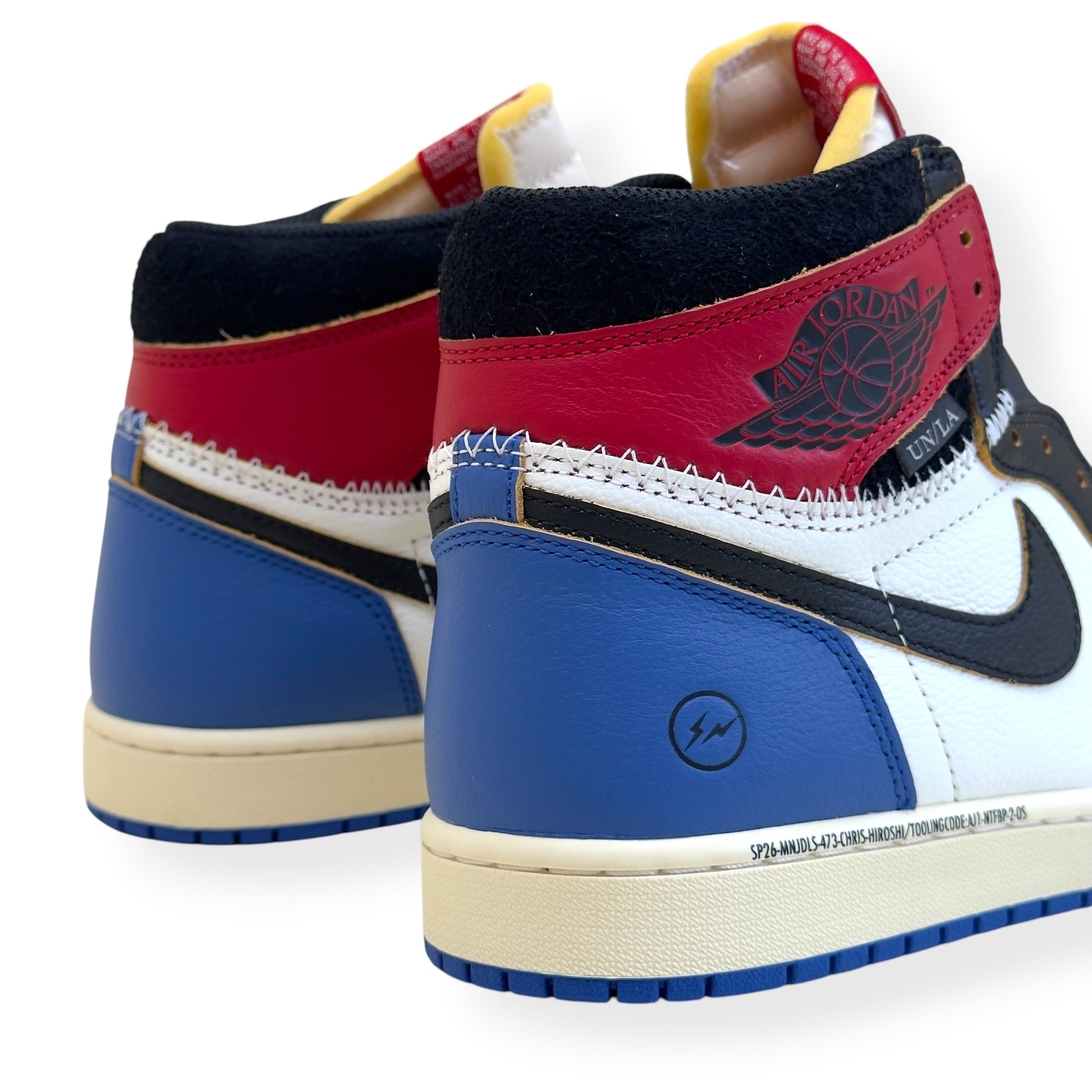 NIKE AIR JORDAN 1 X FRAGMENT X UNION LA HIGH TOP SNEAKER BLACK AND VARSITY RED UK8.5