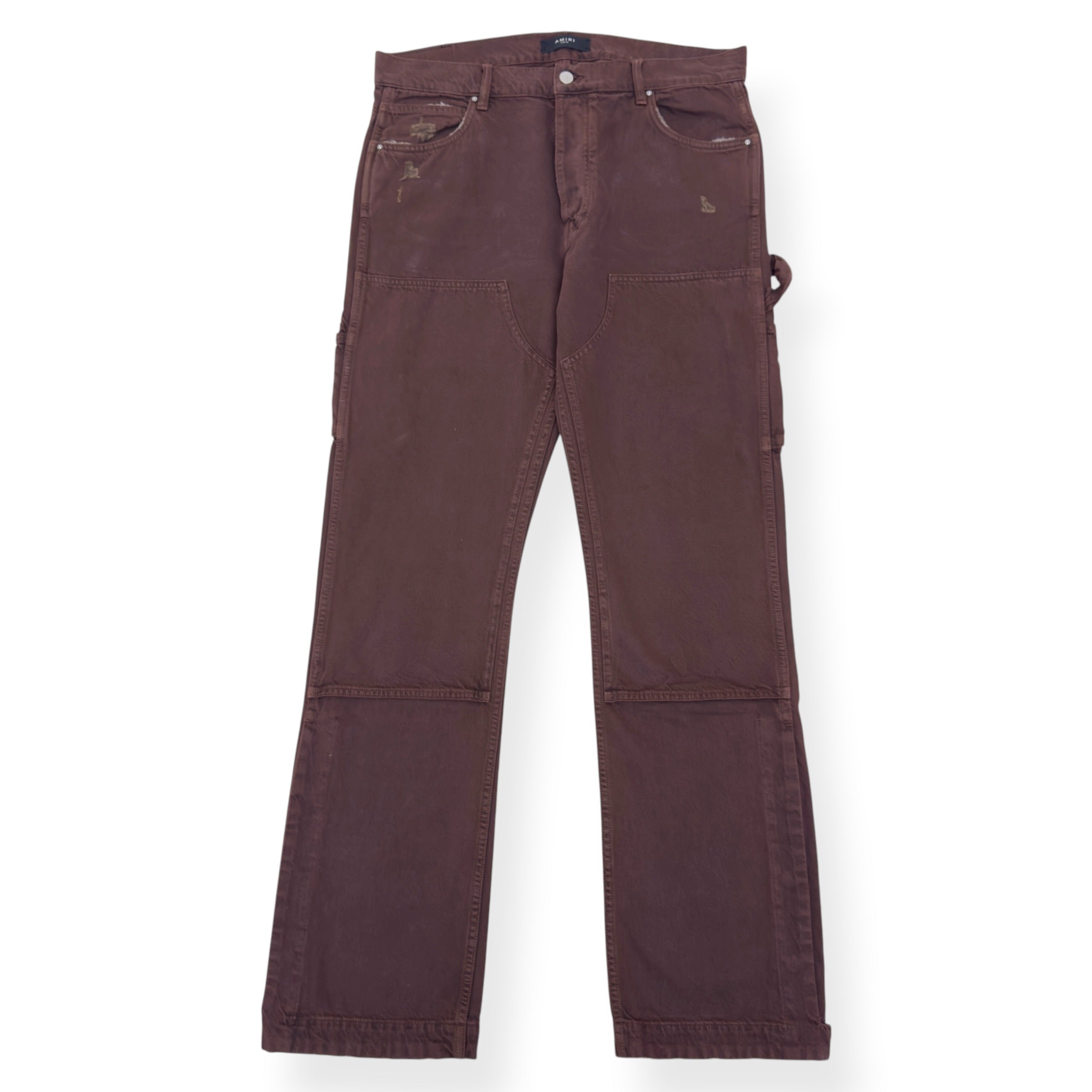 AMIRI CARPENTER DISTRESSED DENIM JEANS BROWN 34 / L