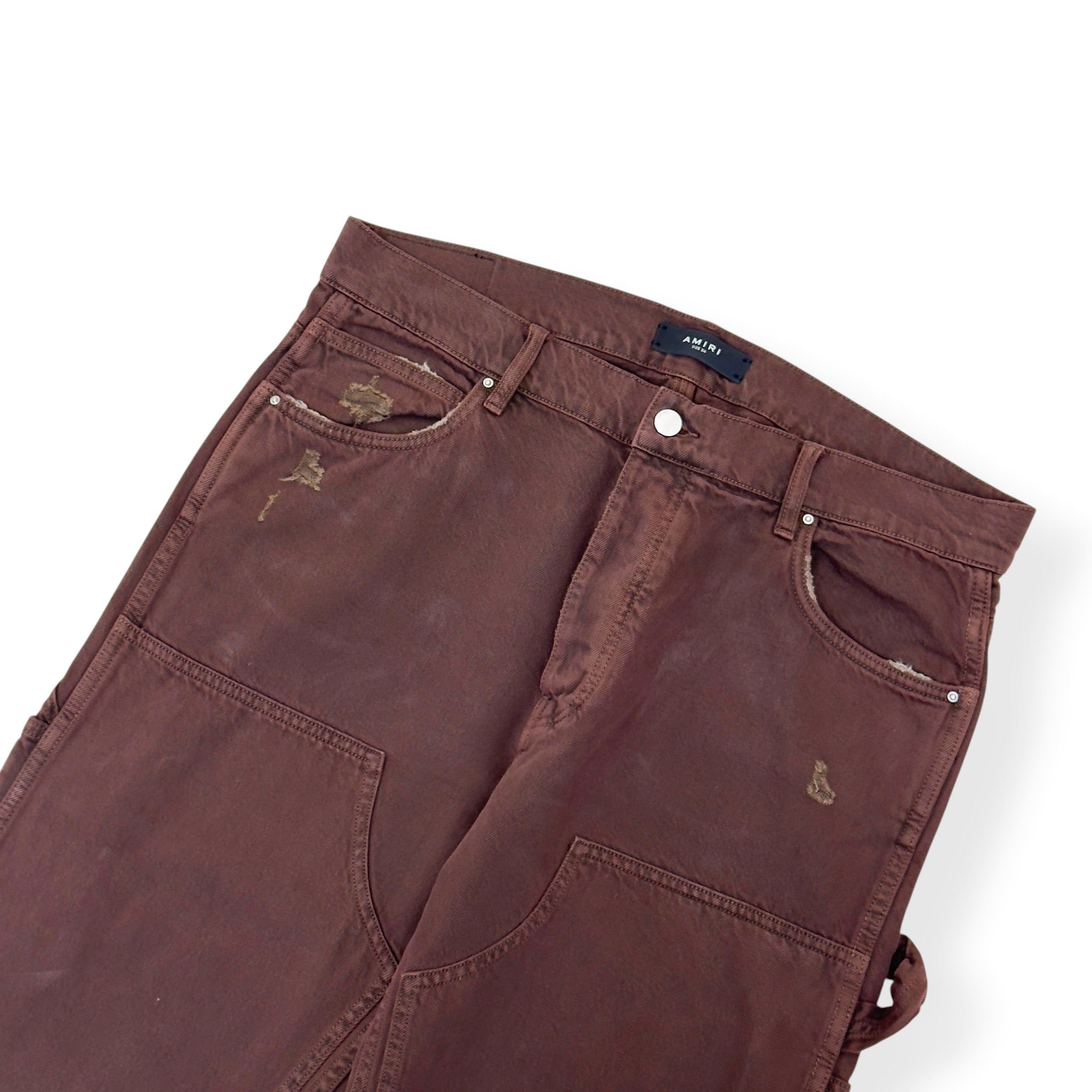 AMIRI CARPENTER DISTRESSED DENIM JEANS BROWN 34 / L