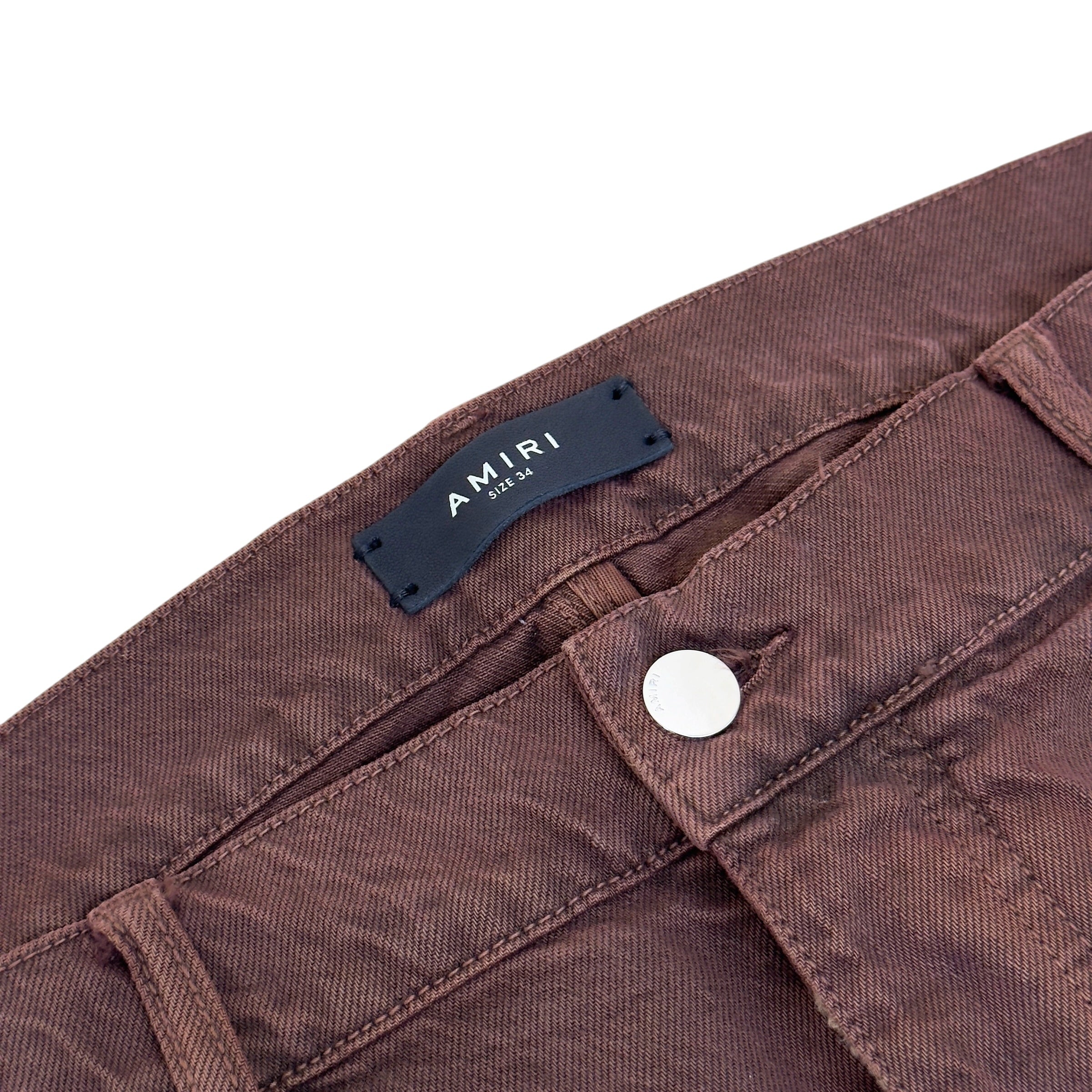AMIRI CARPENTER DISTRESSED DENIM JEANS BROWN 34 / L