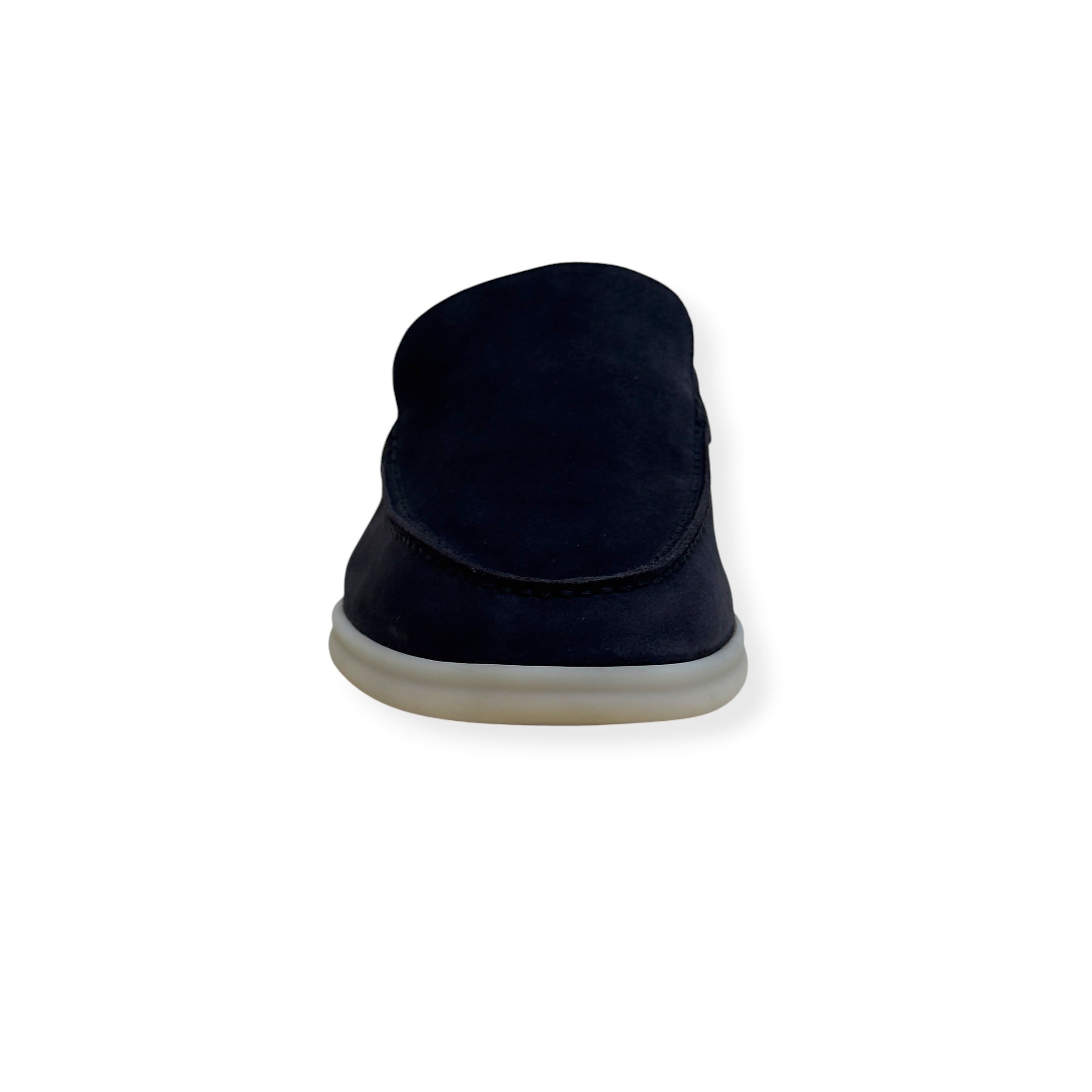 LORO PIANA SUMMER WALK SUEDE LOAFERS NAVY GUM 44.5 / UK10.5