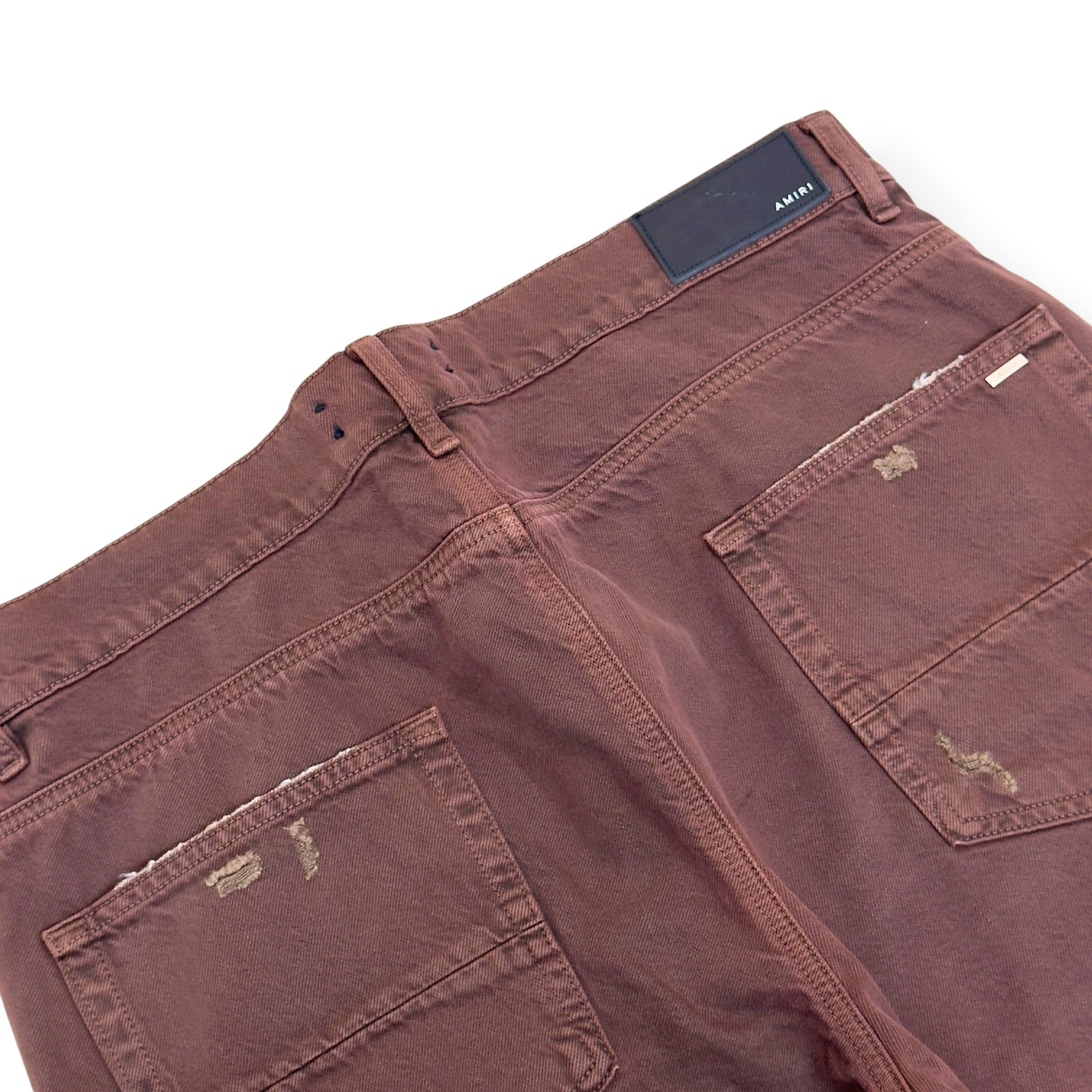 AMIRI CARPENTER DISTRESSED DENIM JEANS BROWN 34 / L