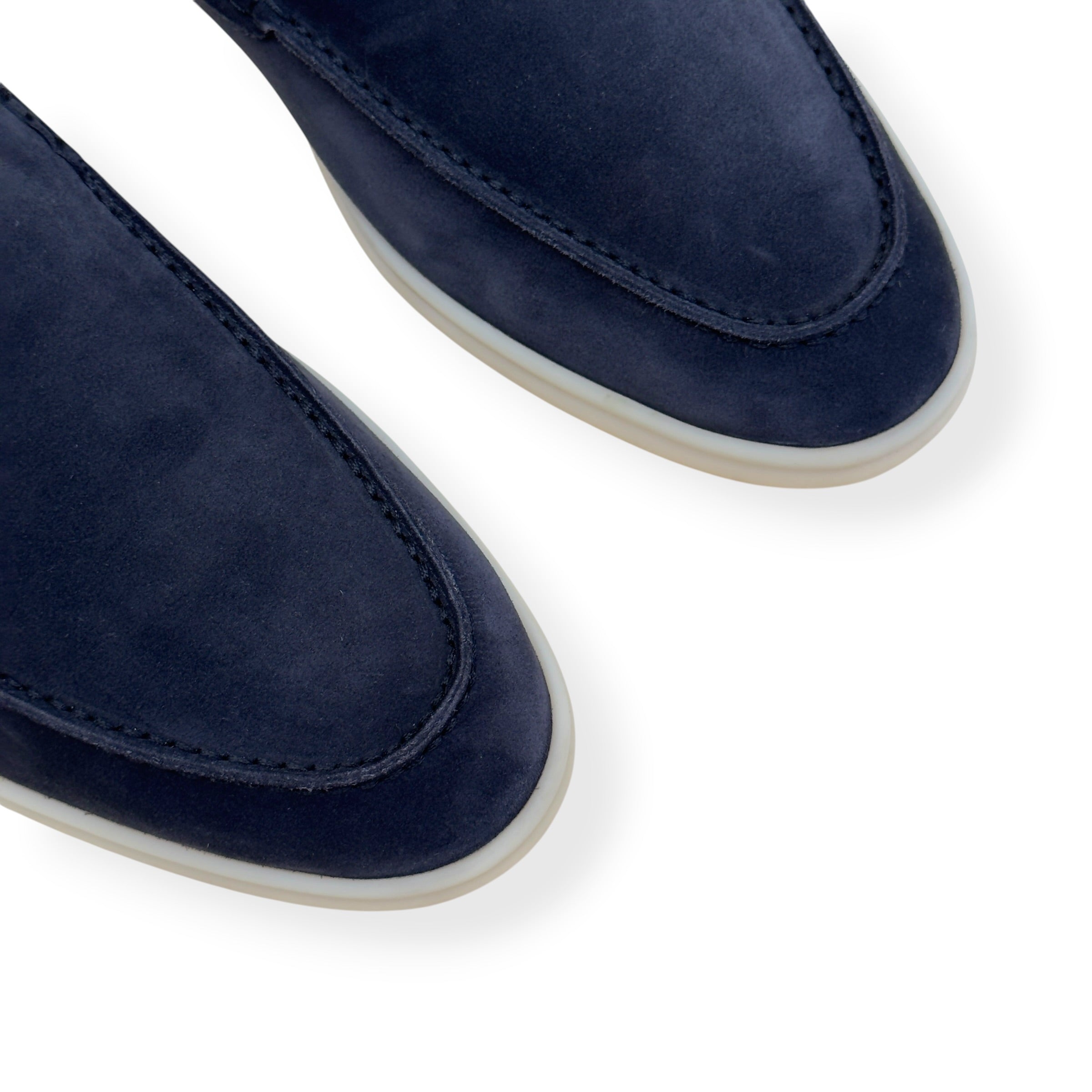 LORO PIANA SUMMER WALK SUEDE LOAFERS NAVY GUM 44.5 / UK10.5