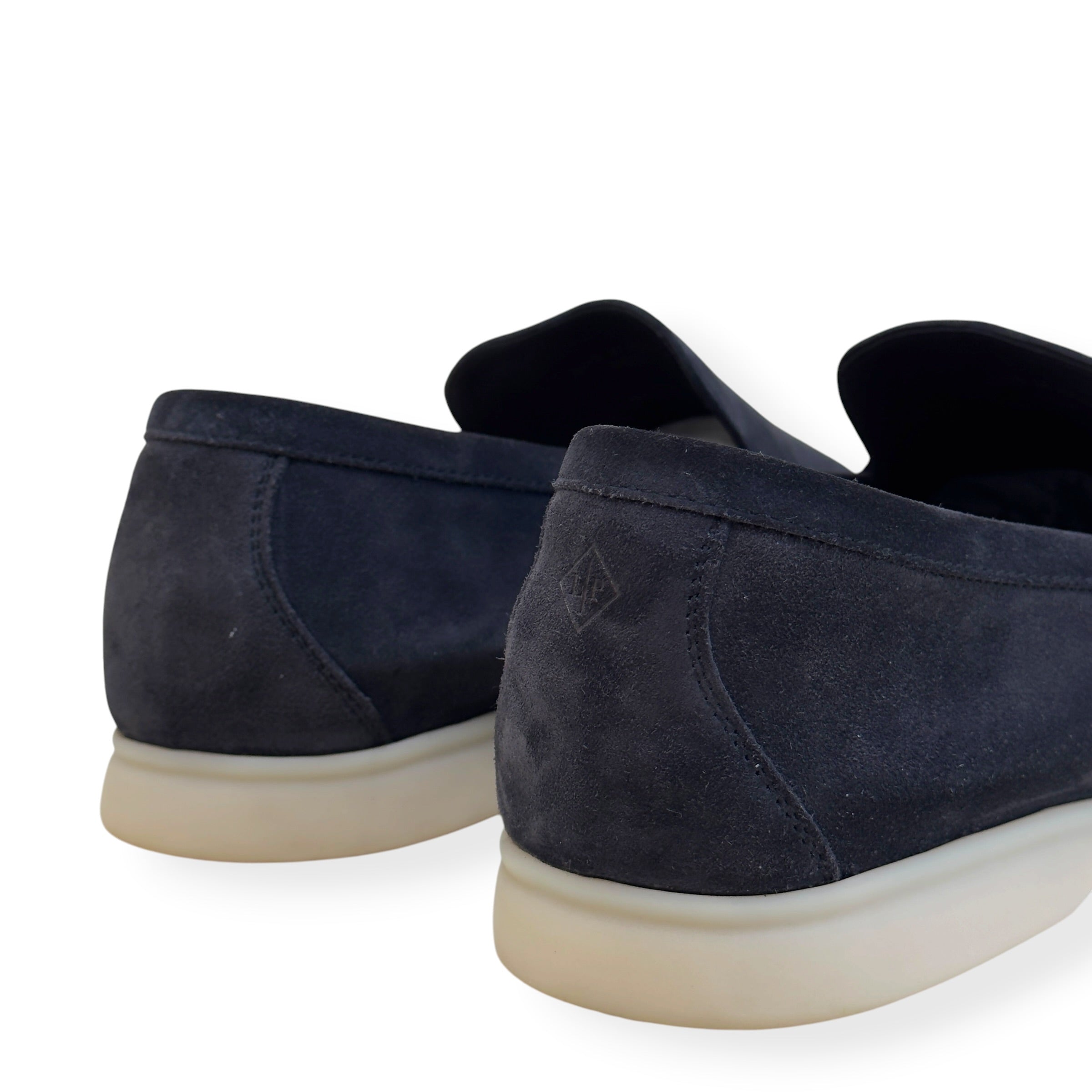 LORO PIANA SUMMER WALK SUEDE LOAFERS NAVY GUM 44.5 / UK10.5