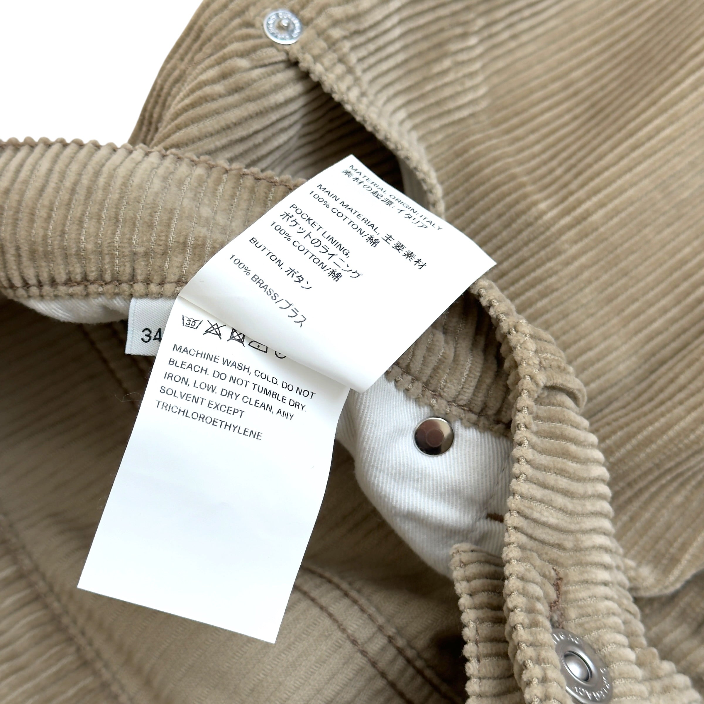 OUR LEGACY SABOT CUT CORDUROY TROUSERS TAUPE 34 / L