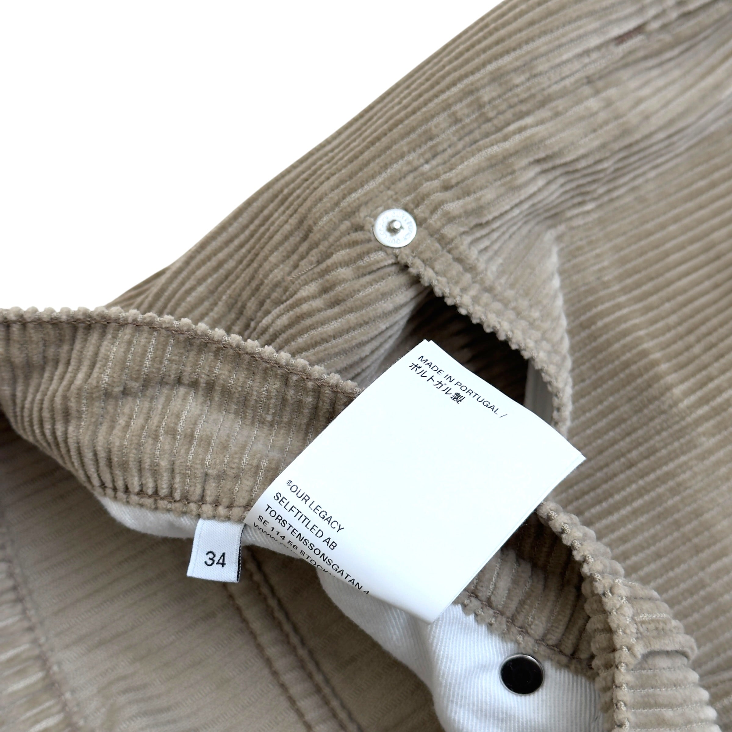 OUR LEGACY SABOT CUT CORDUROY TROUSERS TAUPE 34 / L