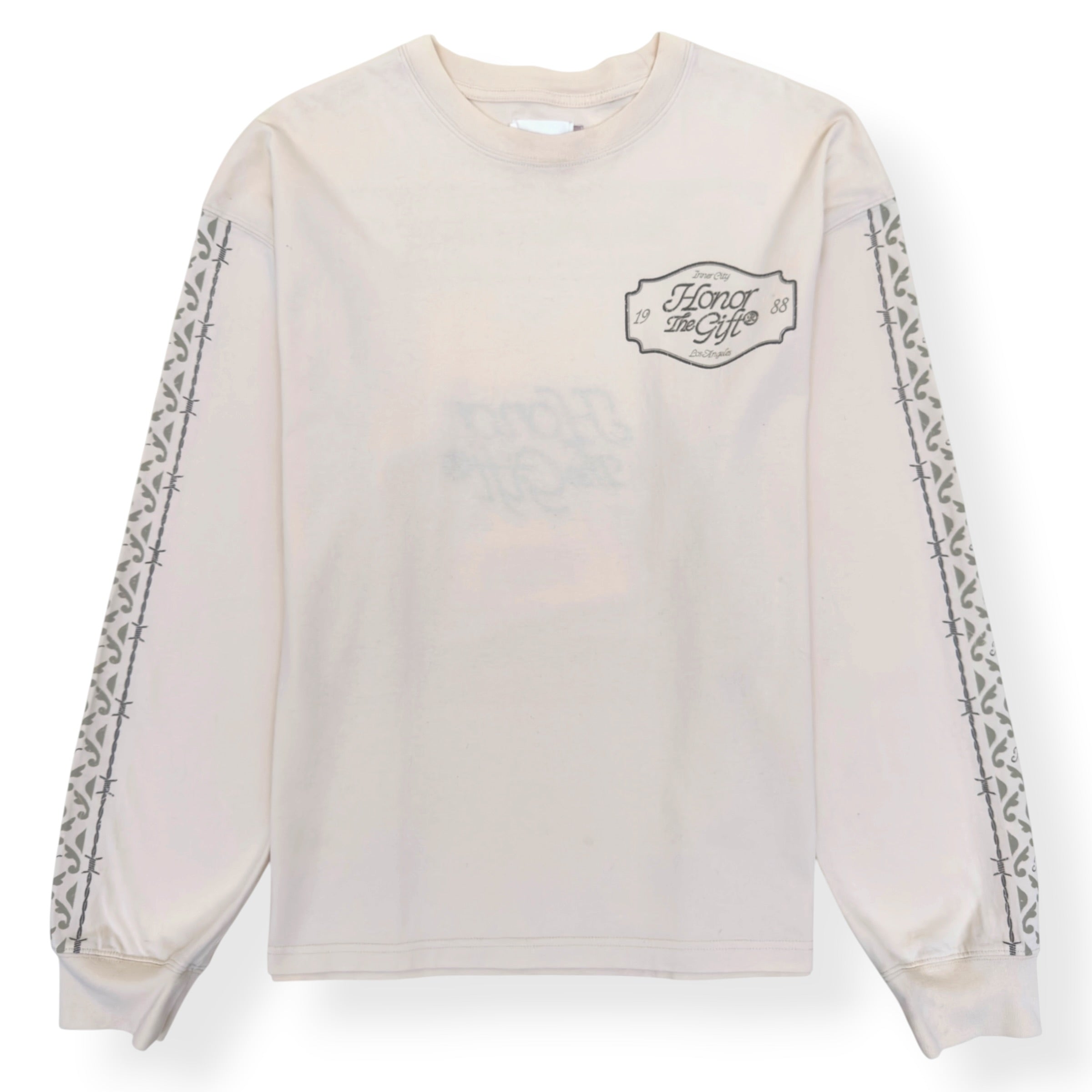 HONOR THE GIFT HTG LOGO PRINT LONG SLEEVE T-SHIRT CREAM L