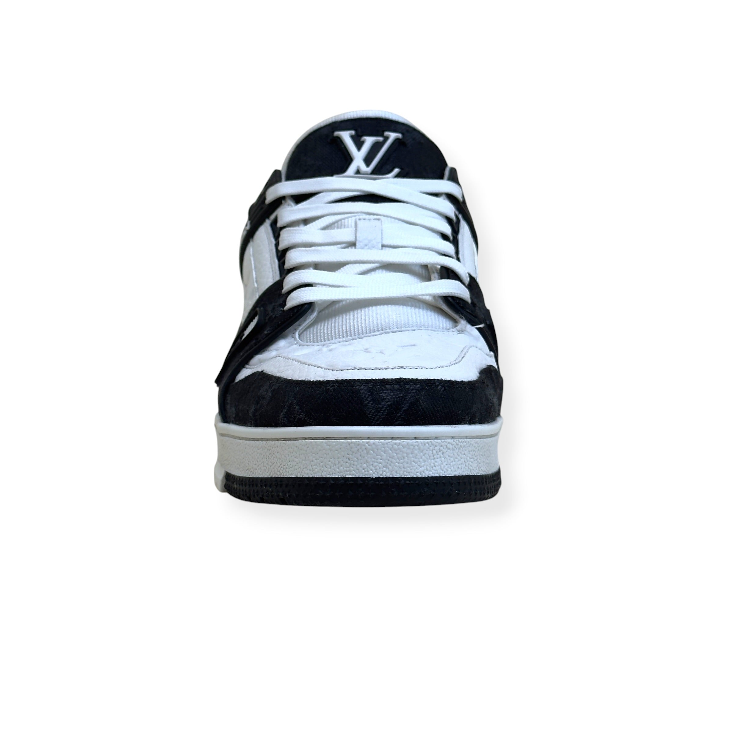 LOUIS VUITTON LV TRAINER MONOGRAM DENIM SNEAKER BLACK / WHITE UK8.5