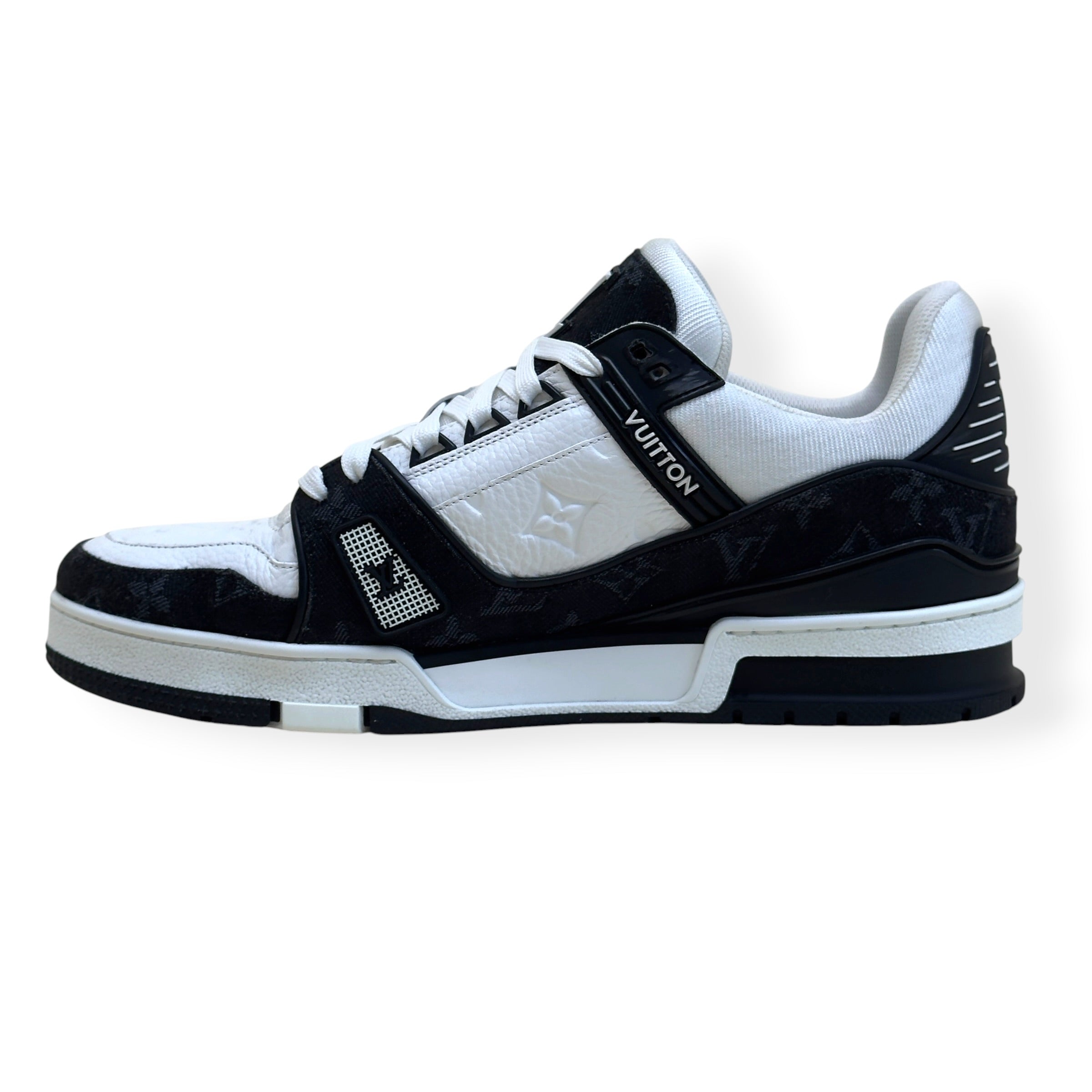 LOUIS VUITTON LV TRAINER MONOGRAM DENIM SNEAKER BLACK / WHITE UK8.5