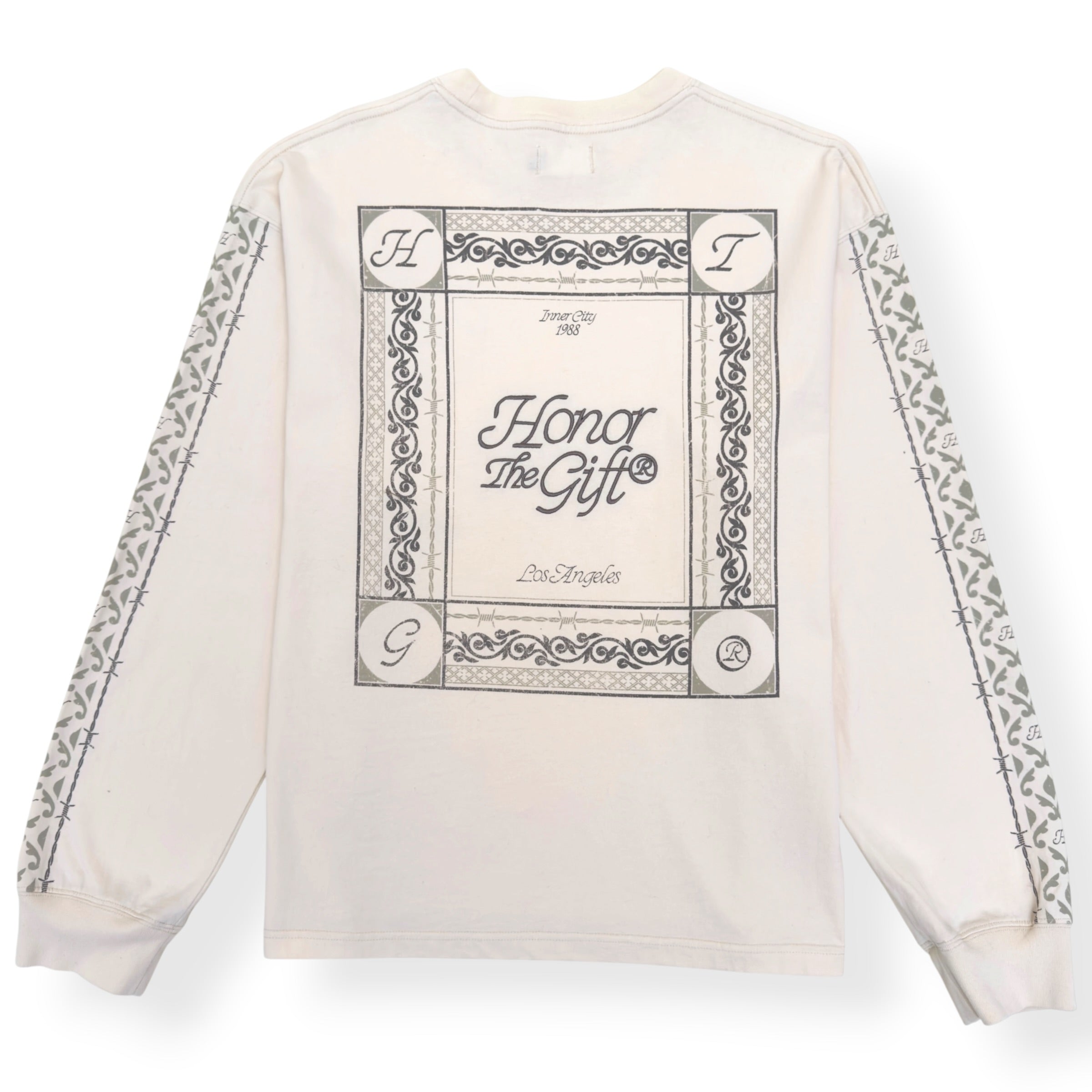 HONOR THE GIFT HTG LOGO PRINT LONG SLEEVE T-SHIRT CREAM L