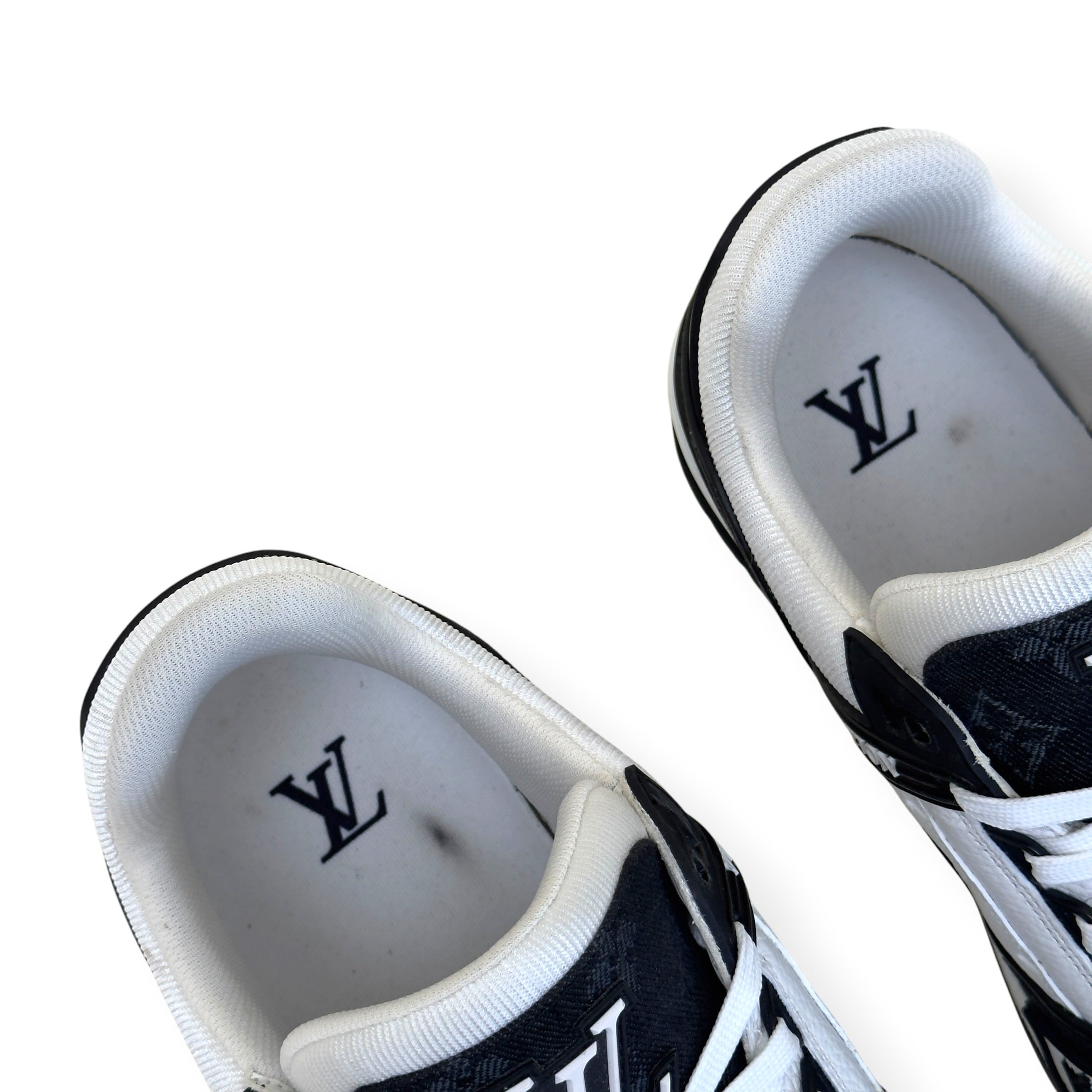 LOUIS VUITTON LV TRAINER MONOGRAM DENIM SNEAKER BLACK / WHITE UK8.5