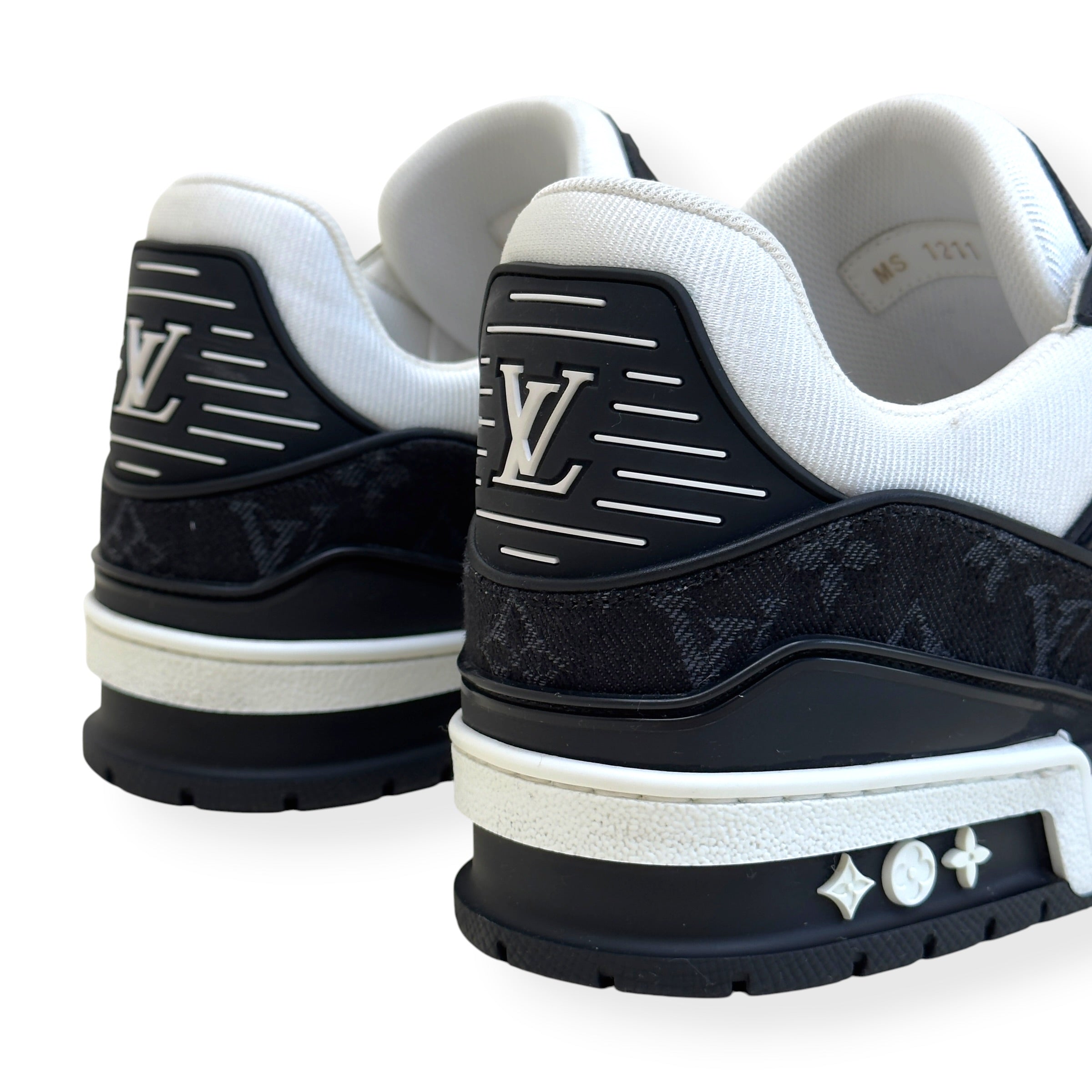 LOUIS VUITTON LV TRAINER MONOGRAM DENIM SNEAKER BLACK / WHITE UK8.5