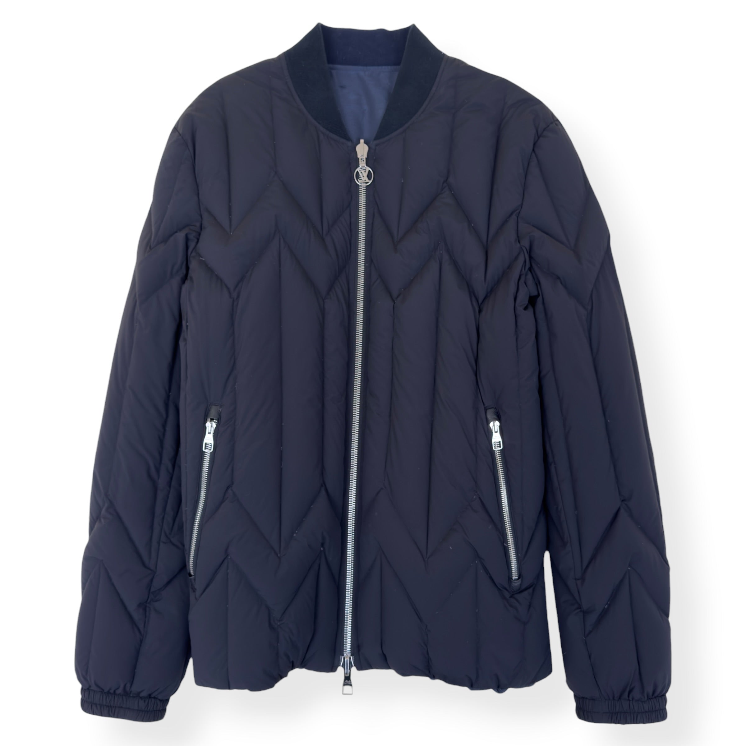 LOUIS VUITTON REVERSIBLE QUILTED DOWN BOMBER JACKET BLACK / NAVY 54 / XL