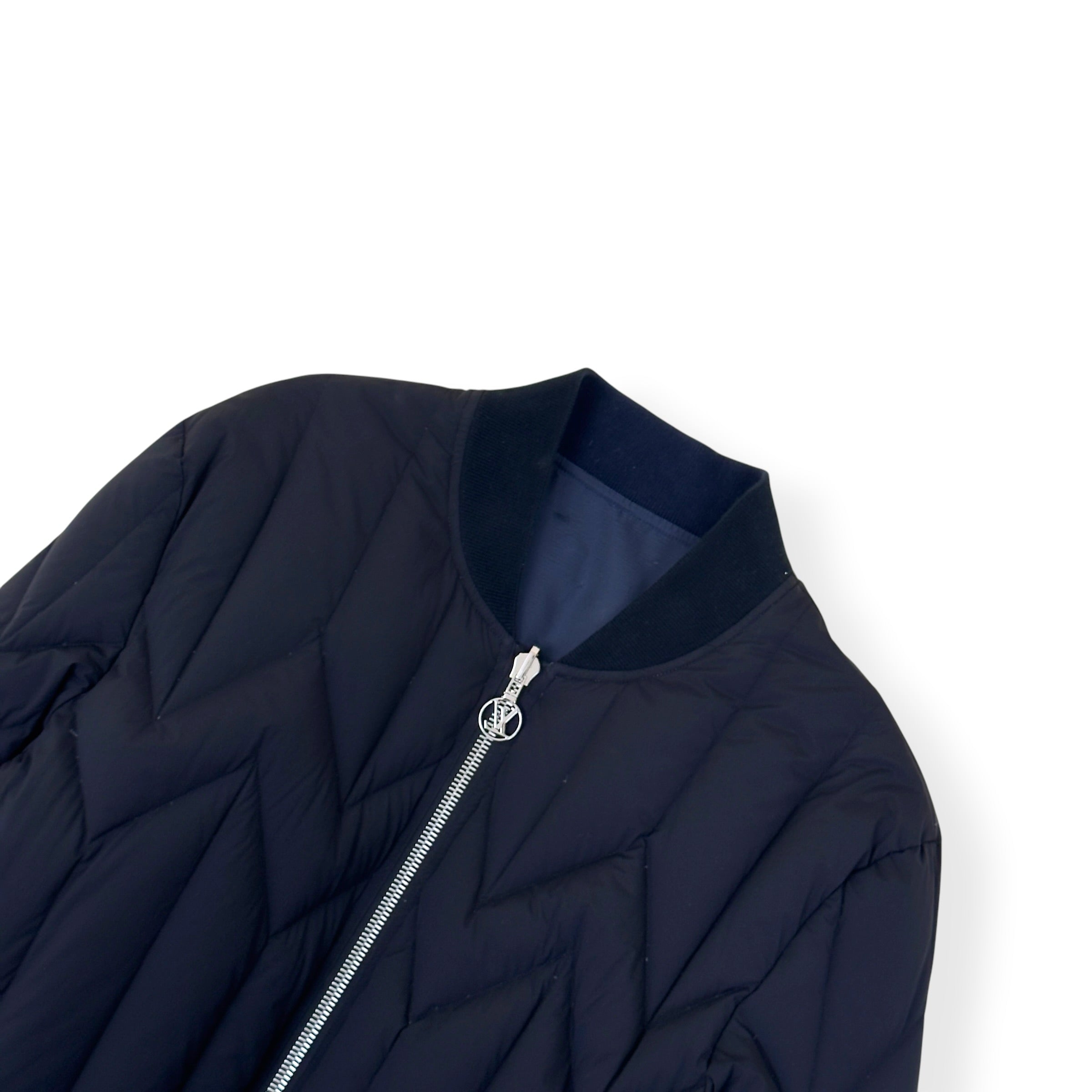 LOUIS VUITTON REVERSIBLE QUILTED DOWN BOMBER JACKET BLACK / NAVY 54 / XL
